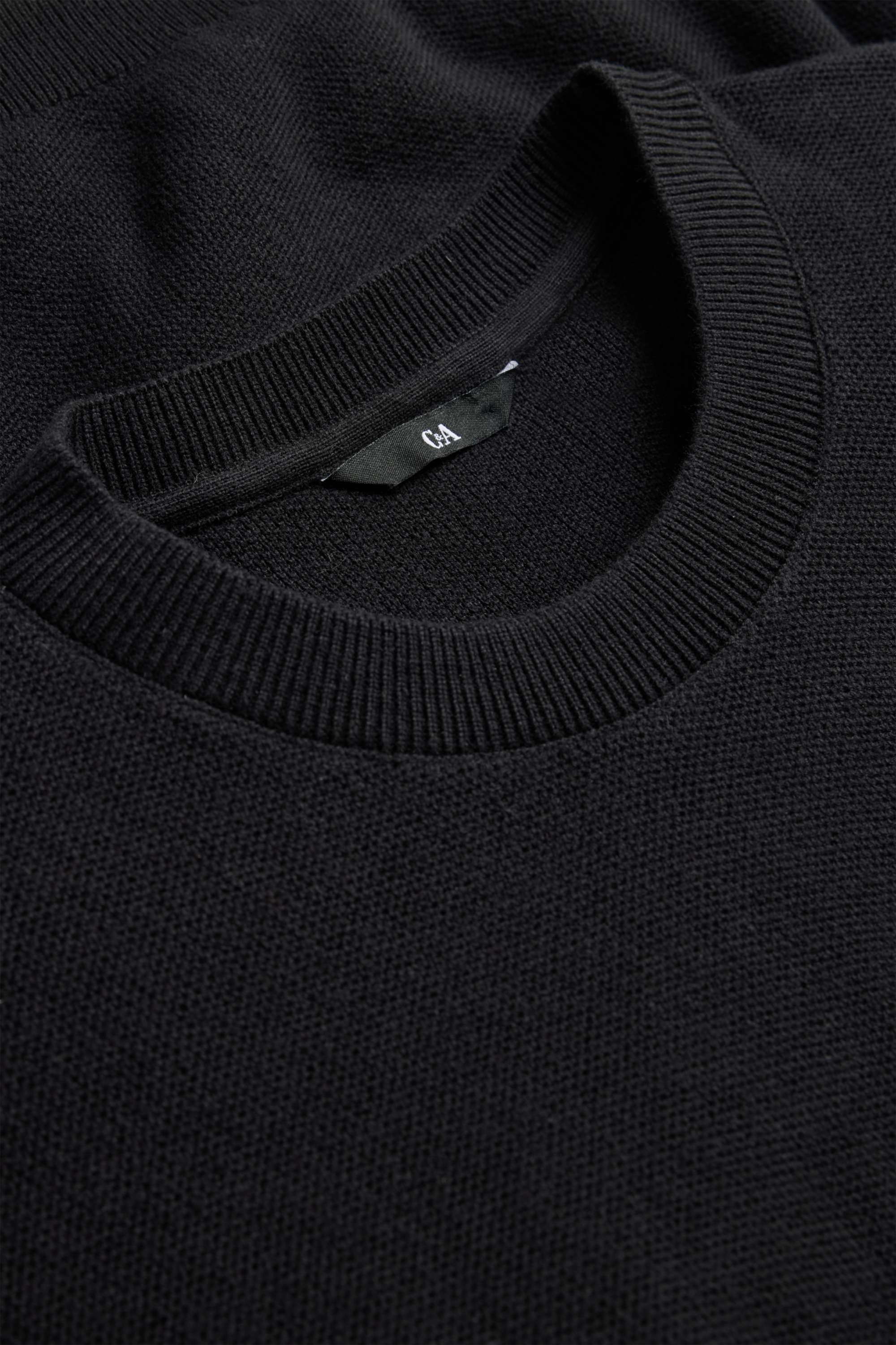 Knitted jumper - short sleeve - textured black