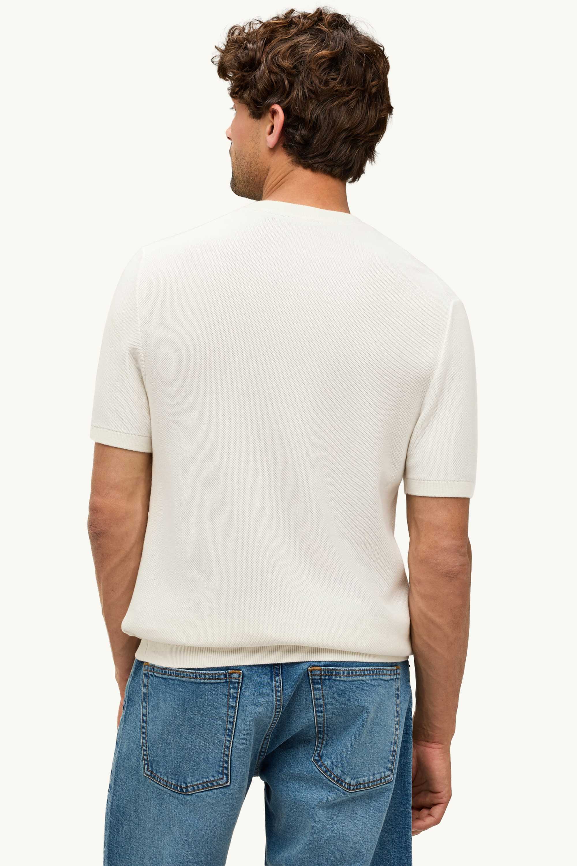 Knitted jumper - short sleeve - textured cremewhite