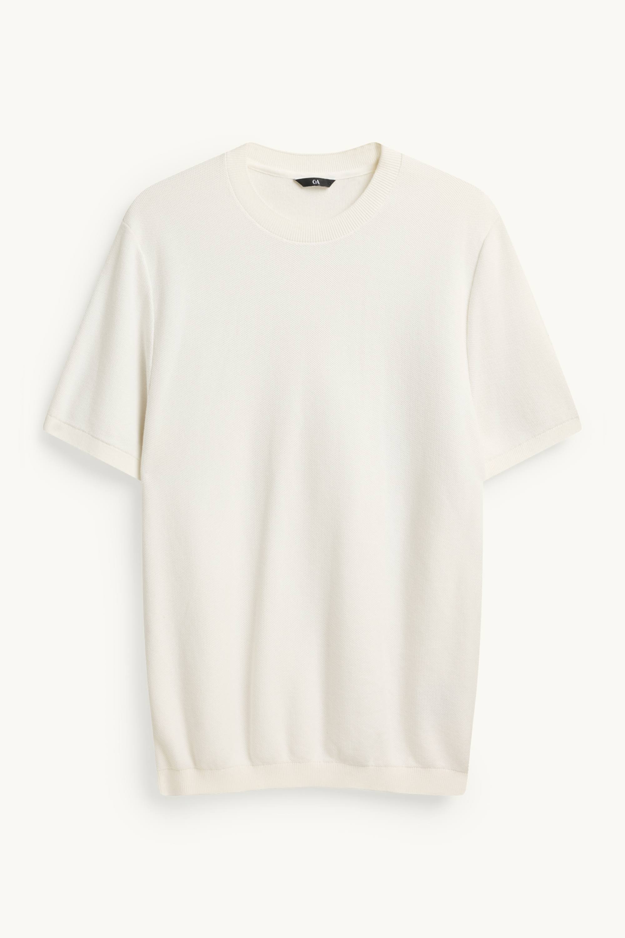 Knitted jumper - short sleeve - textured cremewhite