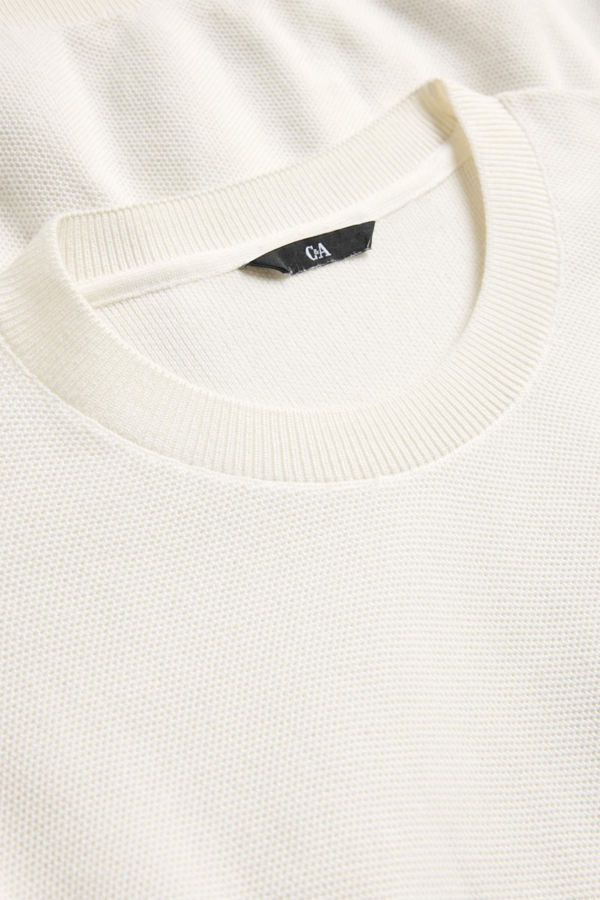 Knitted jumper - short sleeve - textured cremewhite