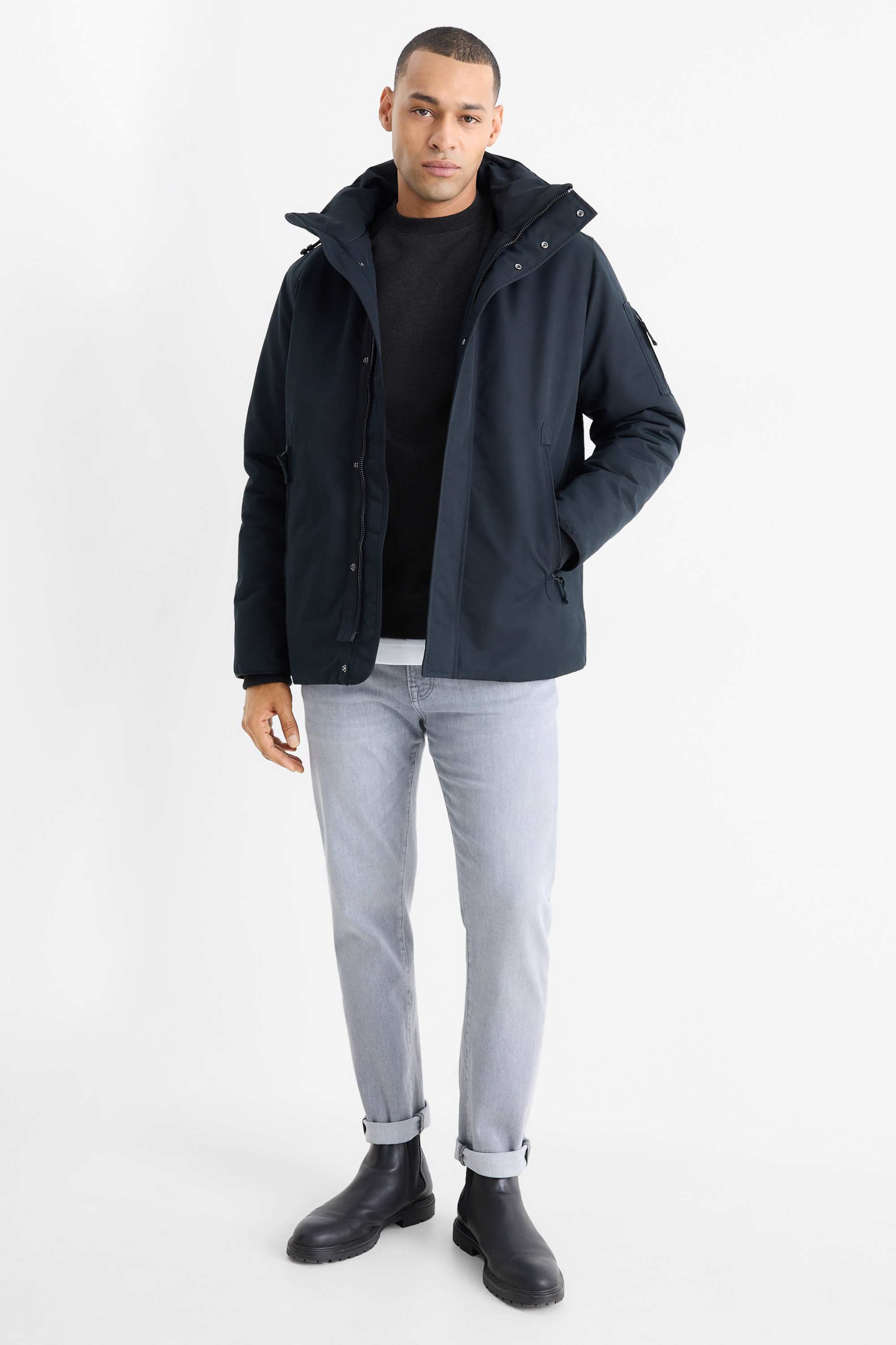 Sweatshirt - textured black-melange