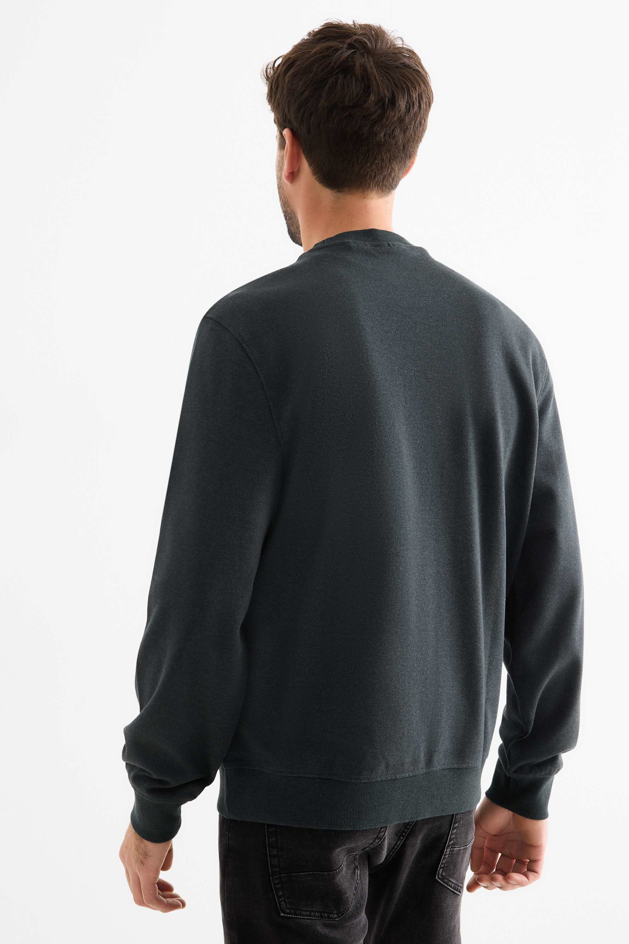 Sweatshirt - textured dark green