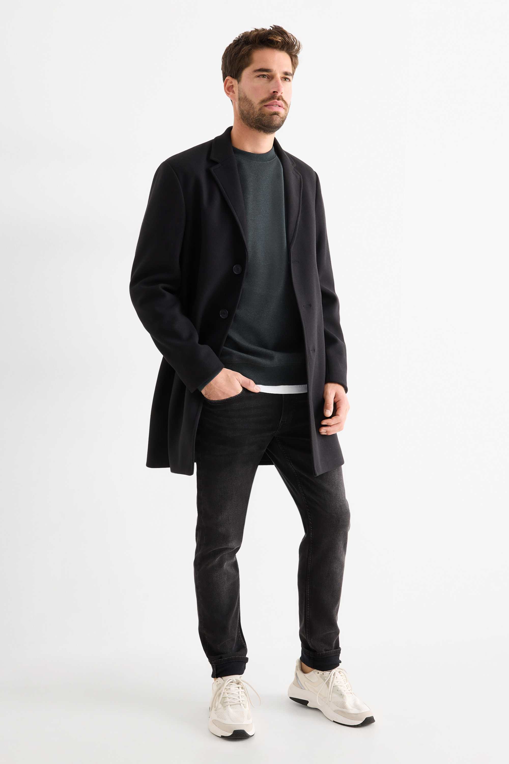 Sweatshirt - textured dark green