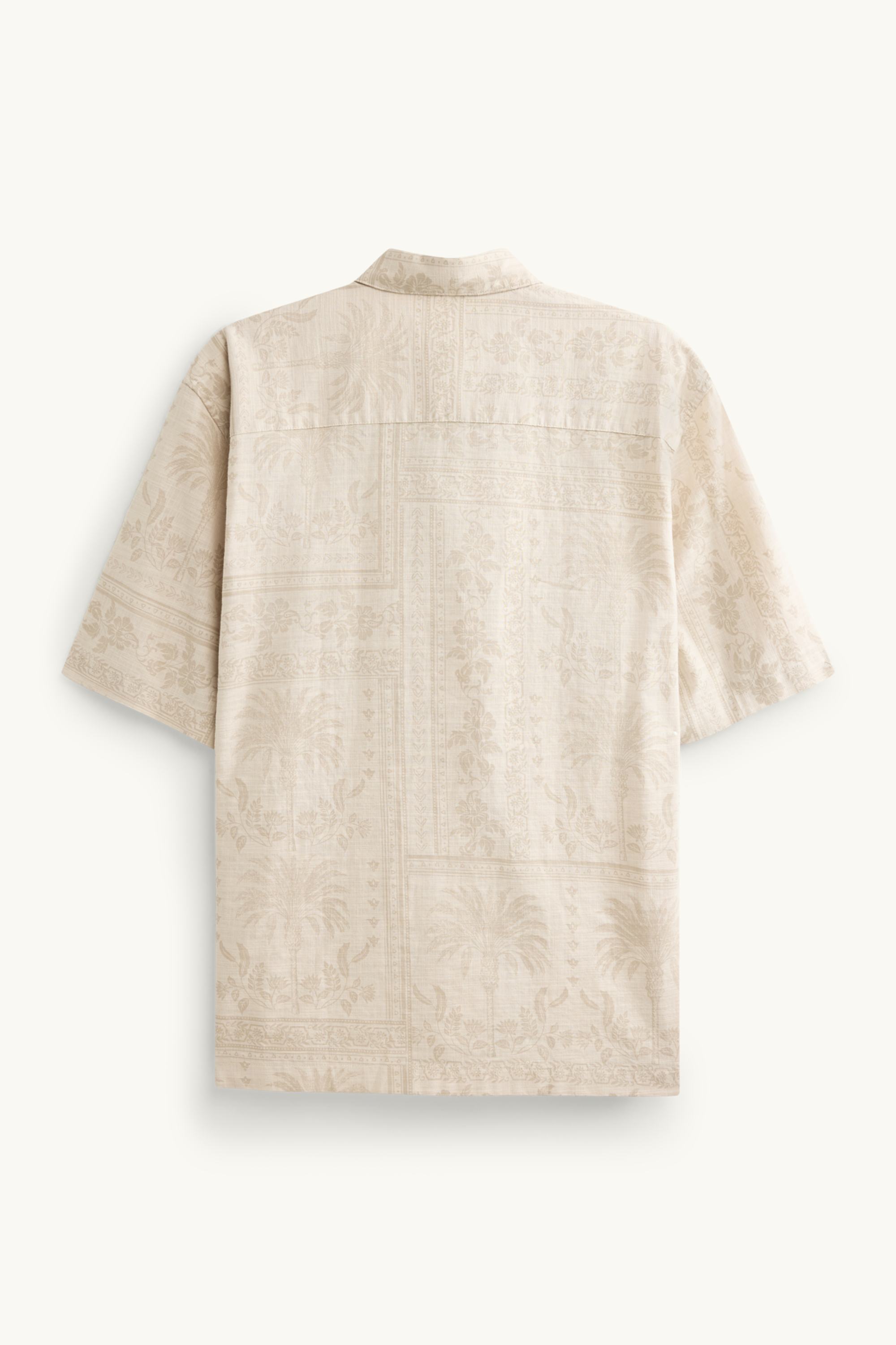 Shirt - relaxed fit - lapel collar - patterned beige
