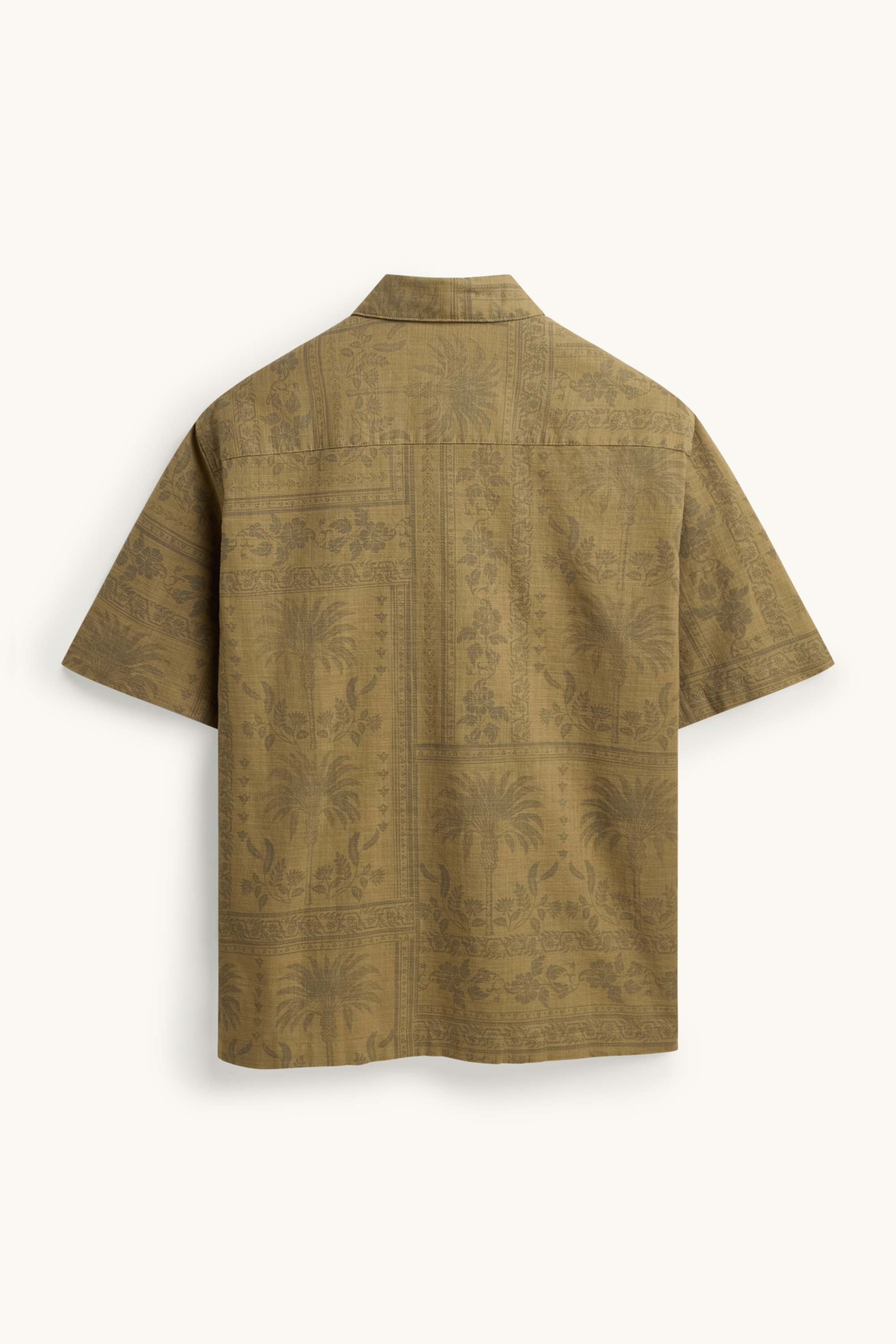 Shirt - relaxed fit - lapel collar - patterned khaki