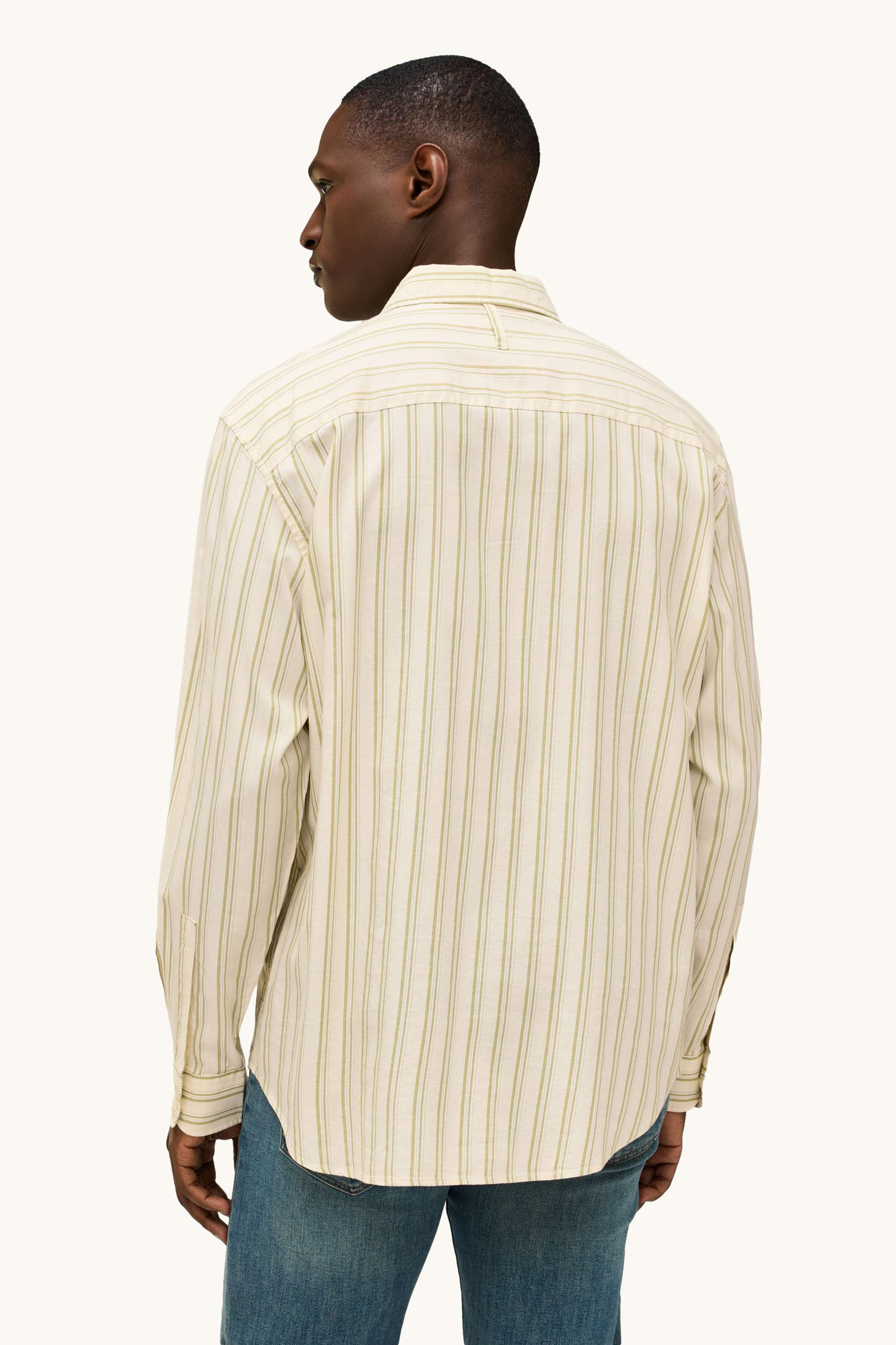 Shirt - relaxed fit - kent collar - striped beige
