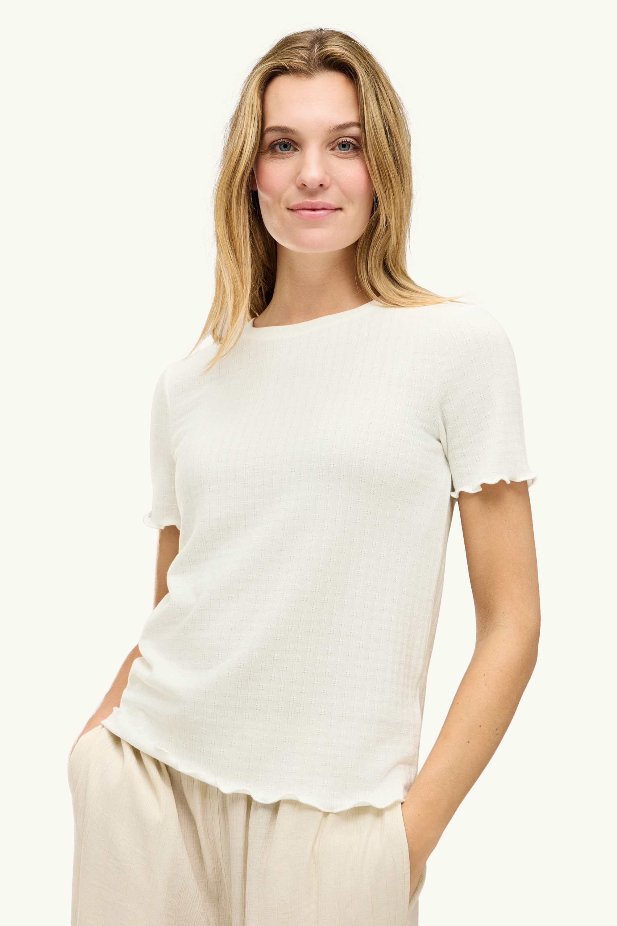 Pointelle T-shirt - regular fit white