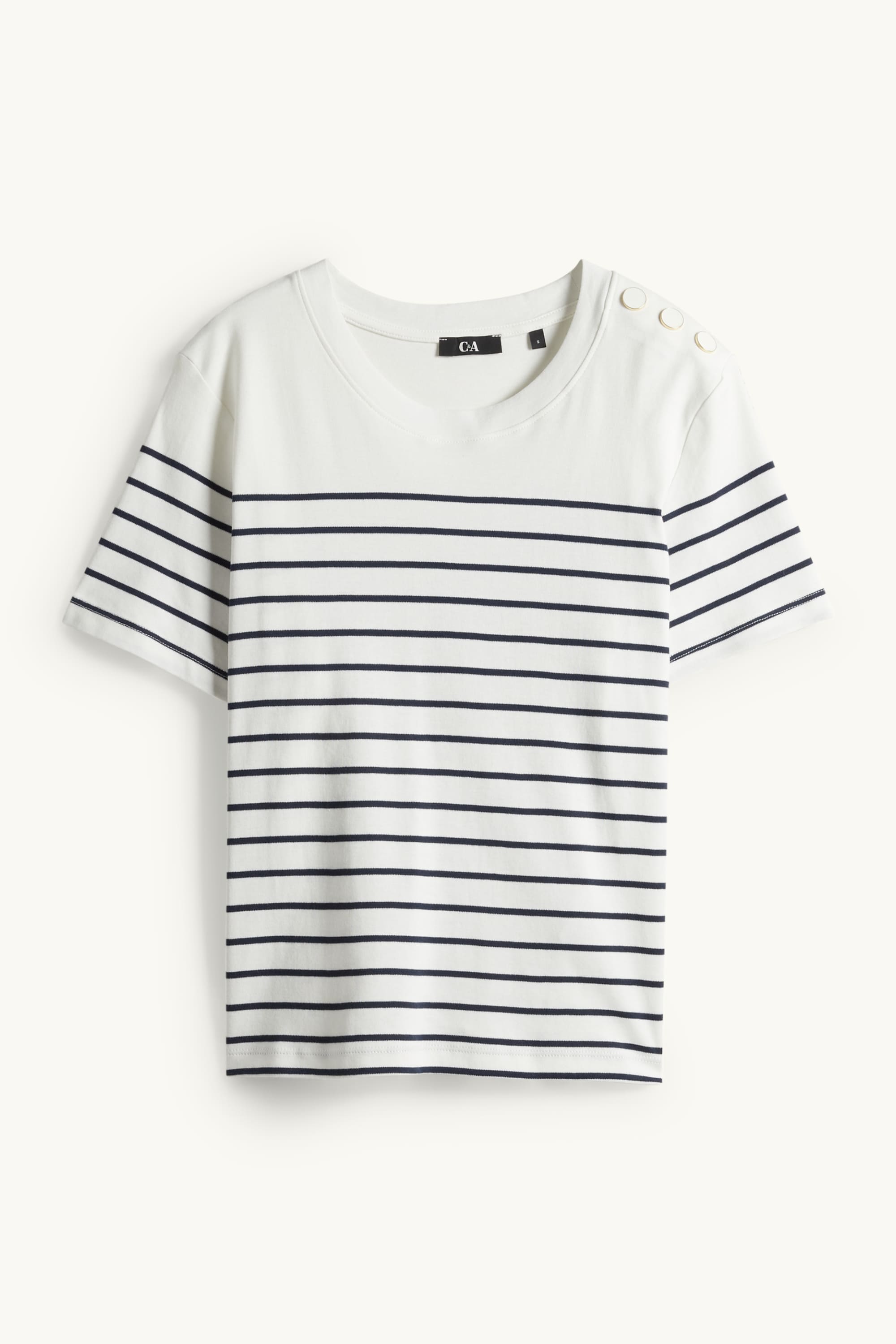 T-shirt - regular fit - striped dark blue / white (1)