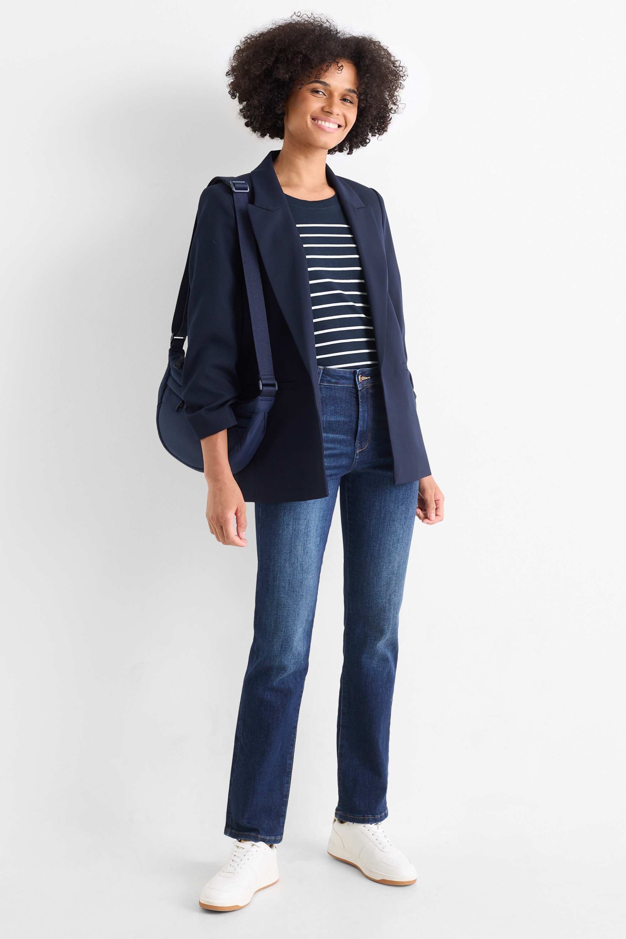 T-shirt - regular fit - striped dark blue / white (2)