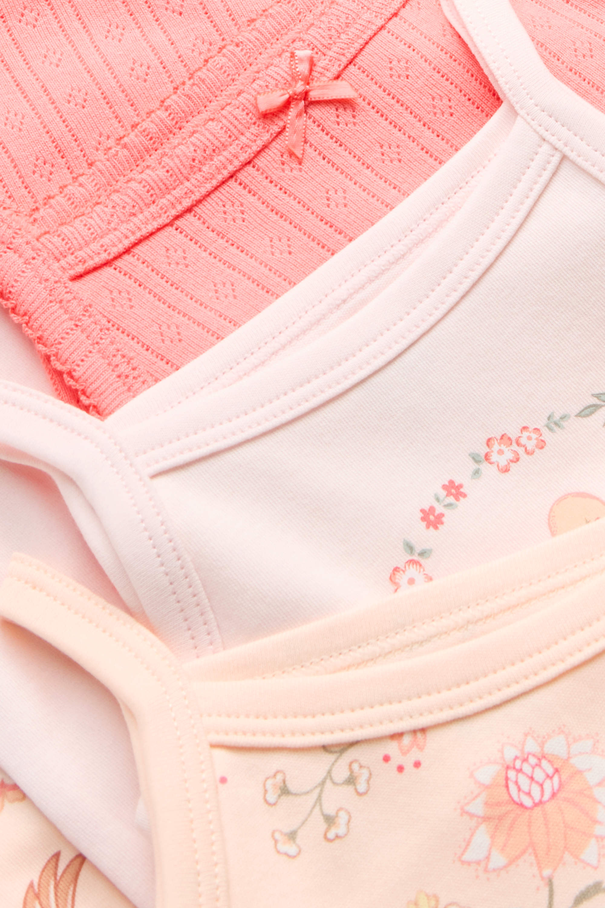 Multipack of 3 - little bird and flowers - baby bodysuit pink / rose