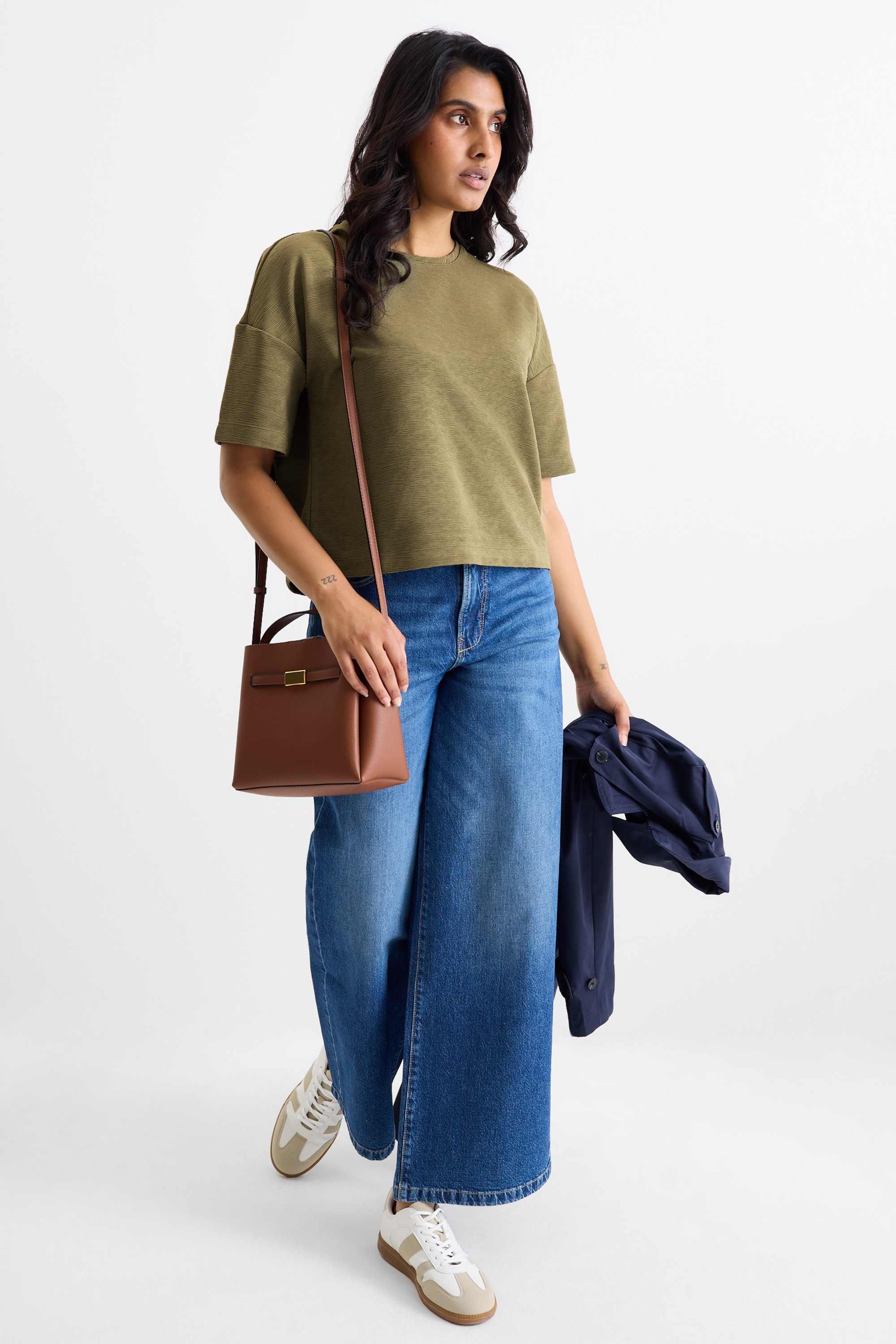 T-shirt - regular fit - ribbed dark green