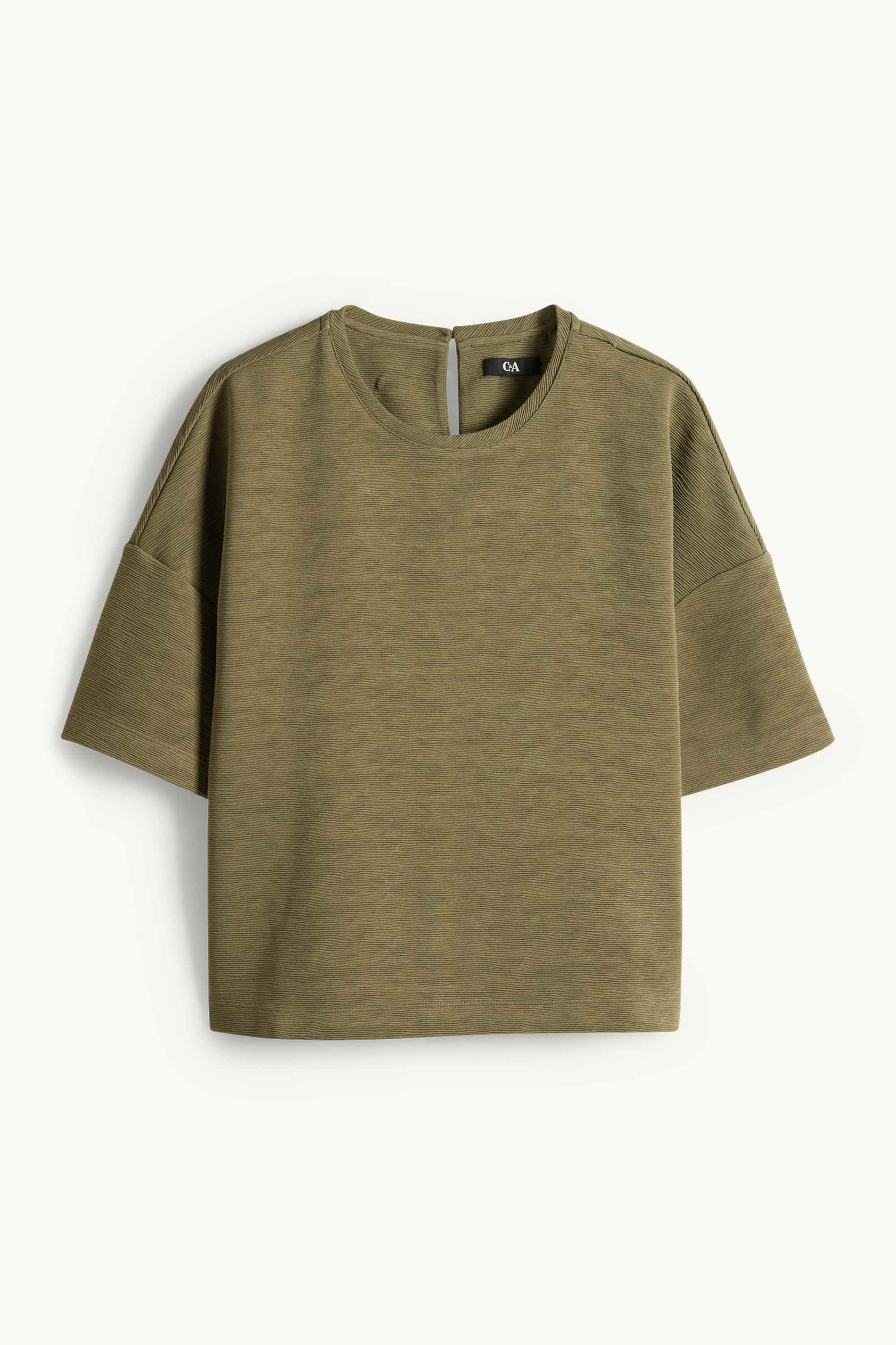 T-shirt - regular fit - ribbed dark green