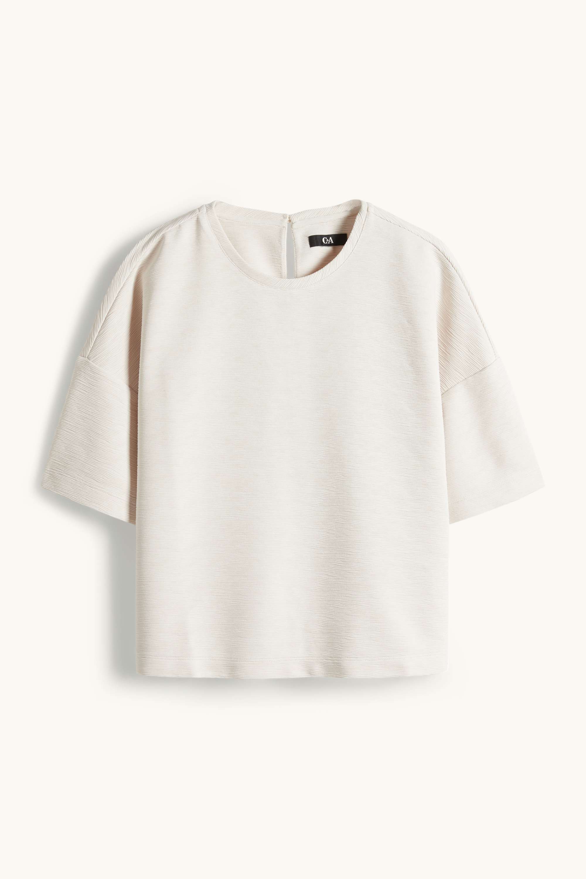 T-shirt - regular fit - ribbed light beige