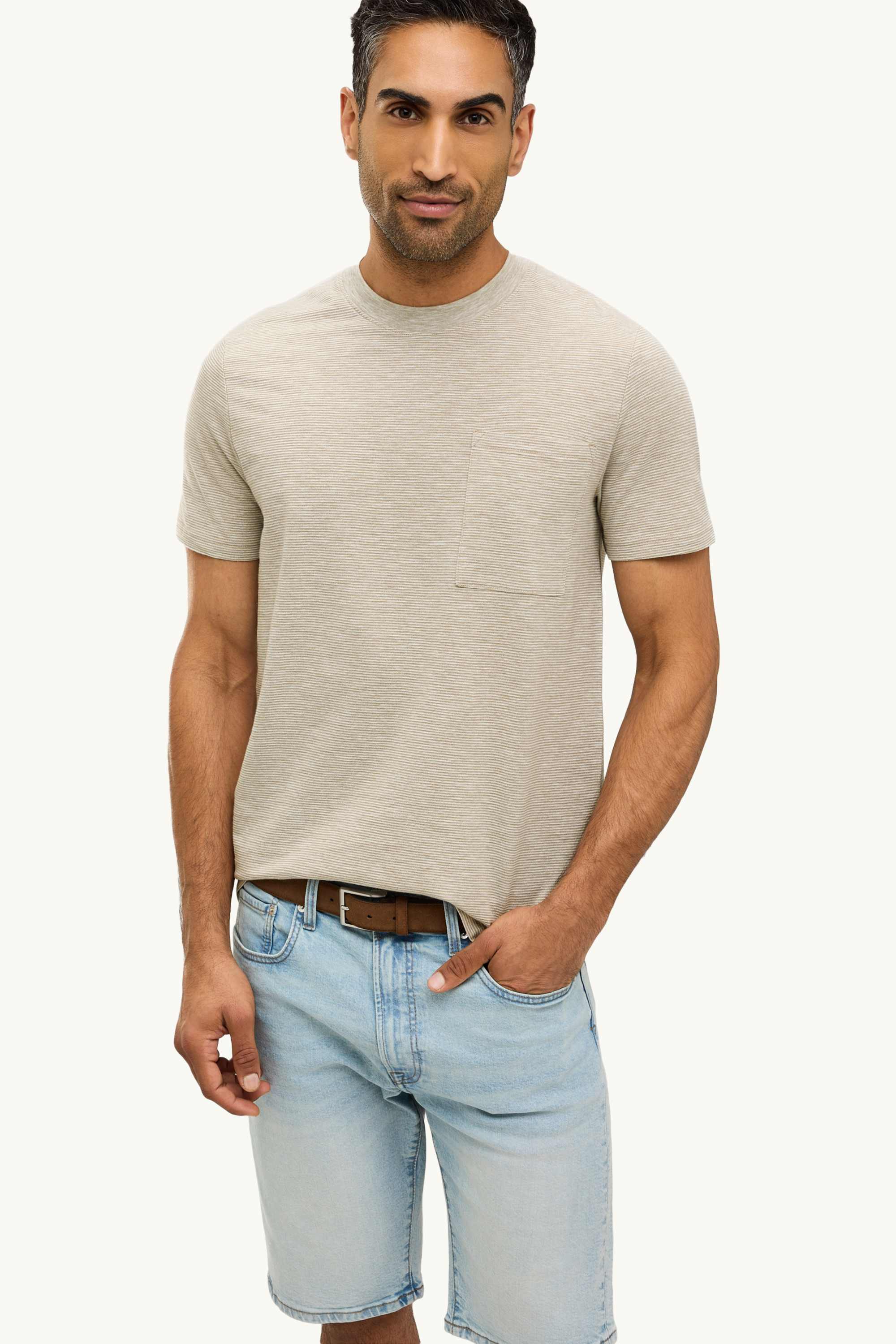 T-shirt - regular fit - striped brown