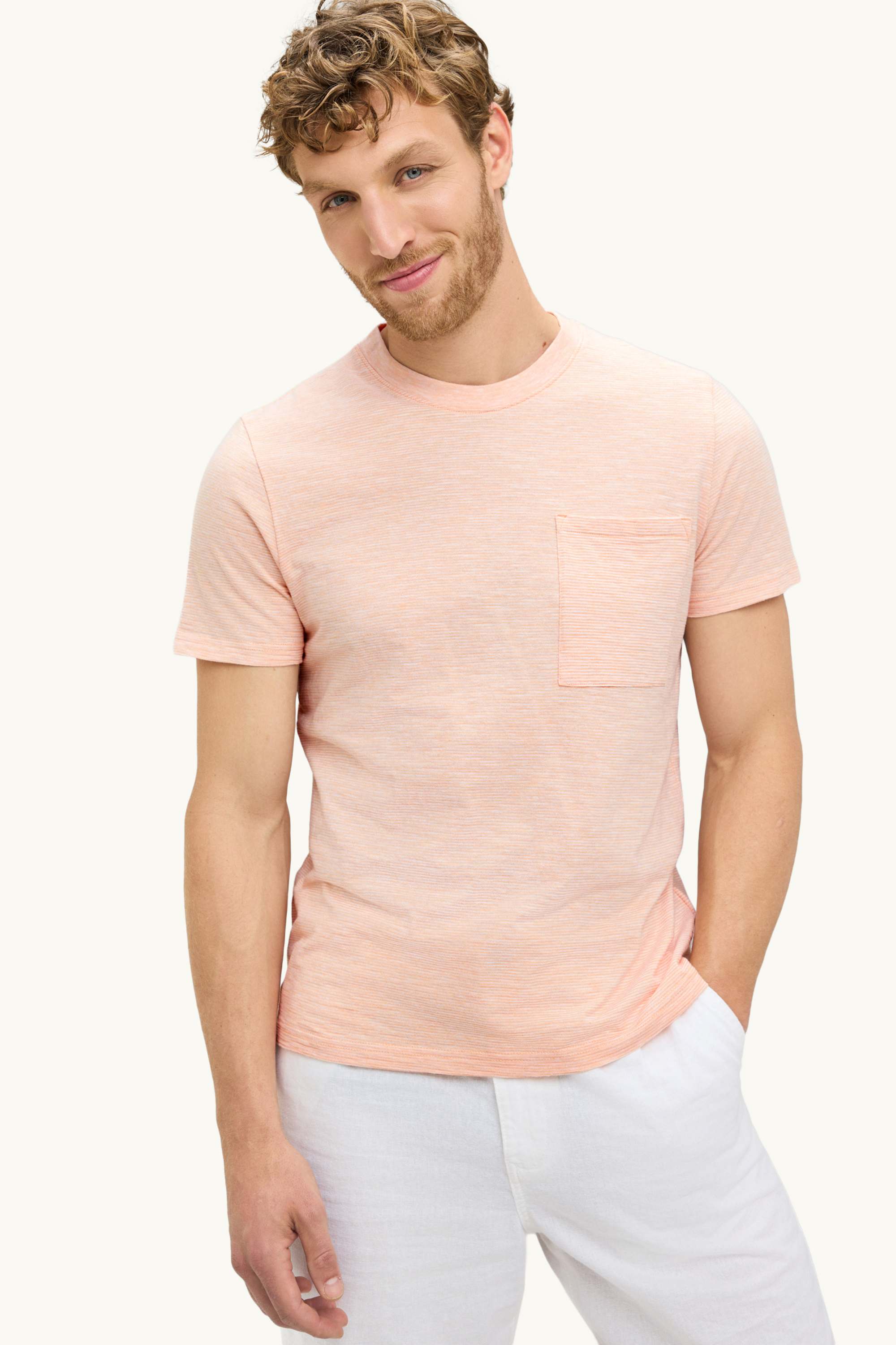 T-shirt - regular fit - striped orange