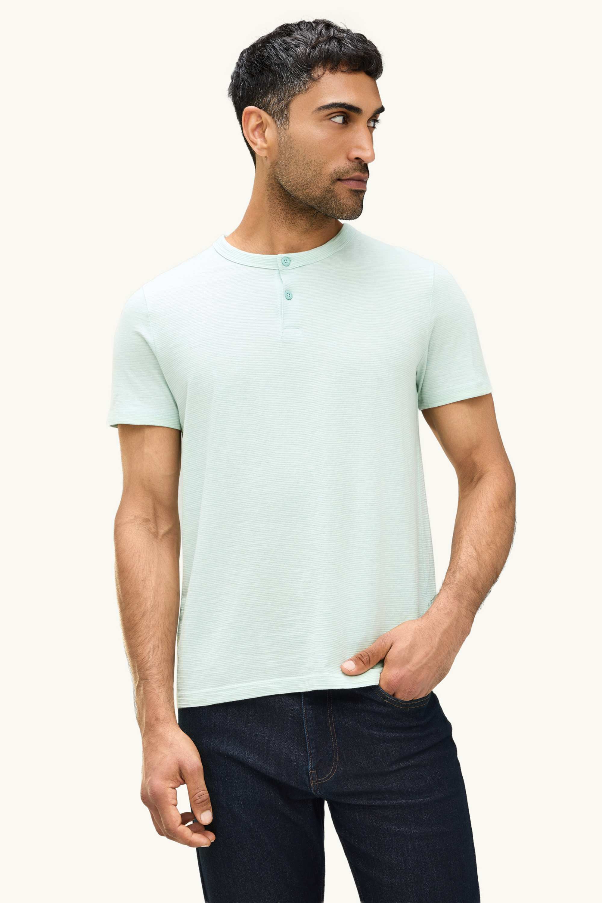 T-shirt - regular fit - striped light green