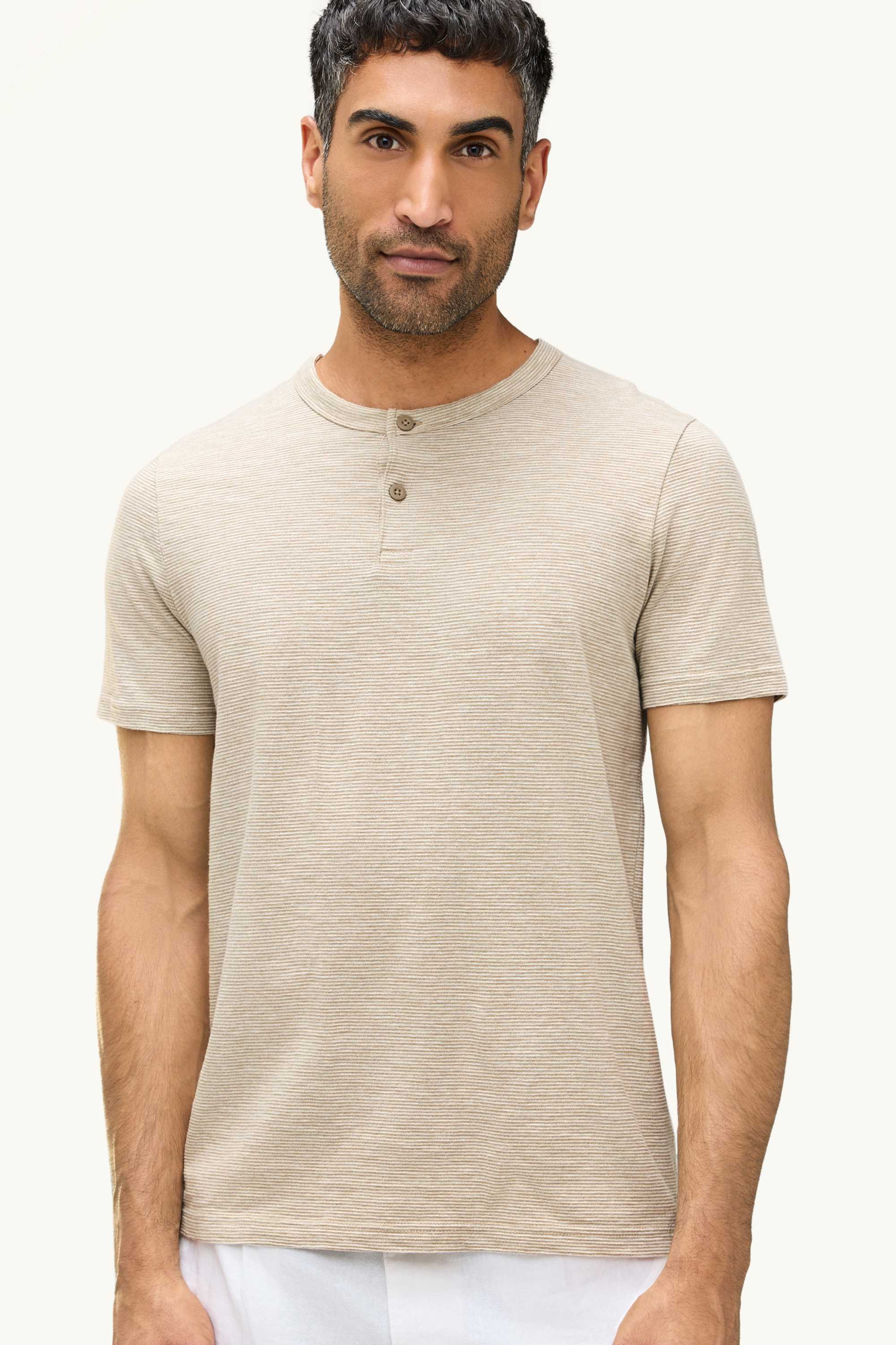 T-shirt - regular fit - striped light brown