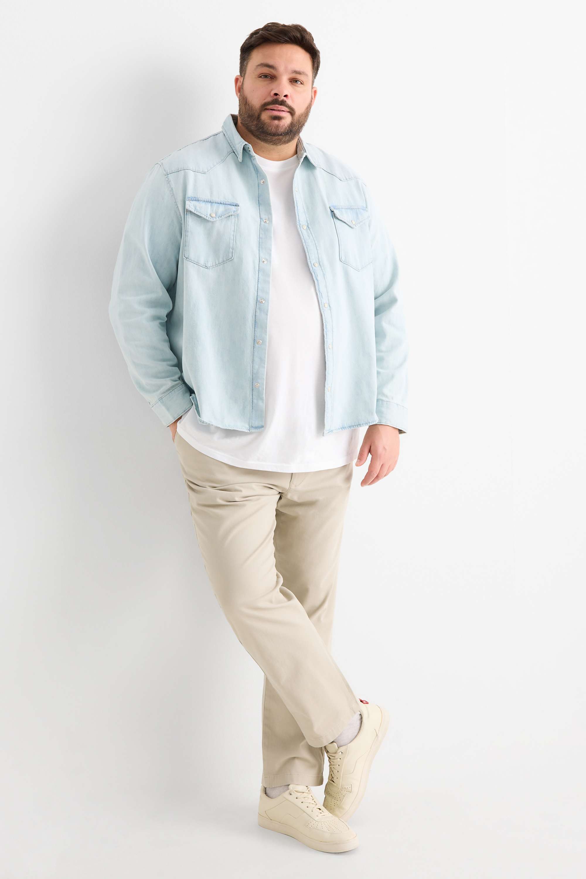 Denim shirt - regular fit - kent collar denim-light blue