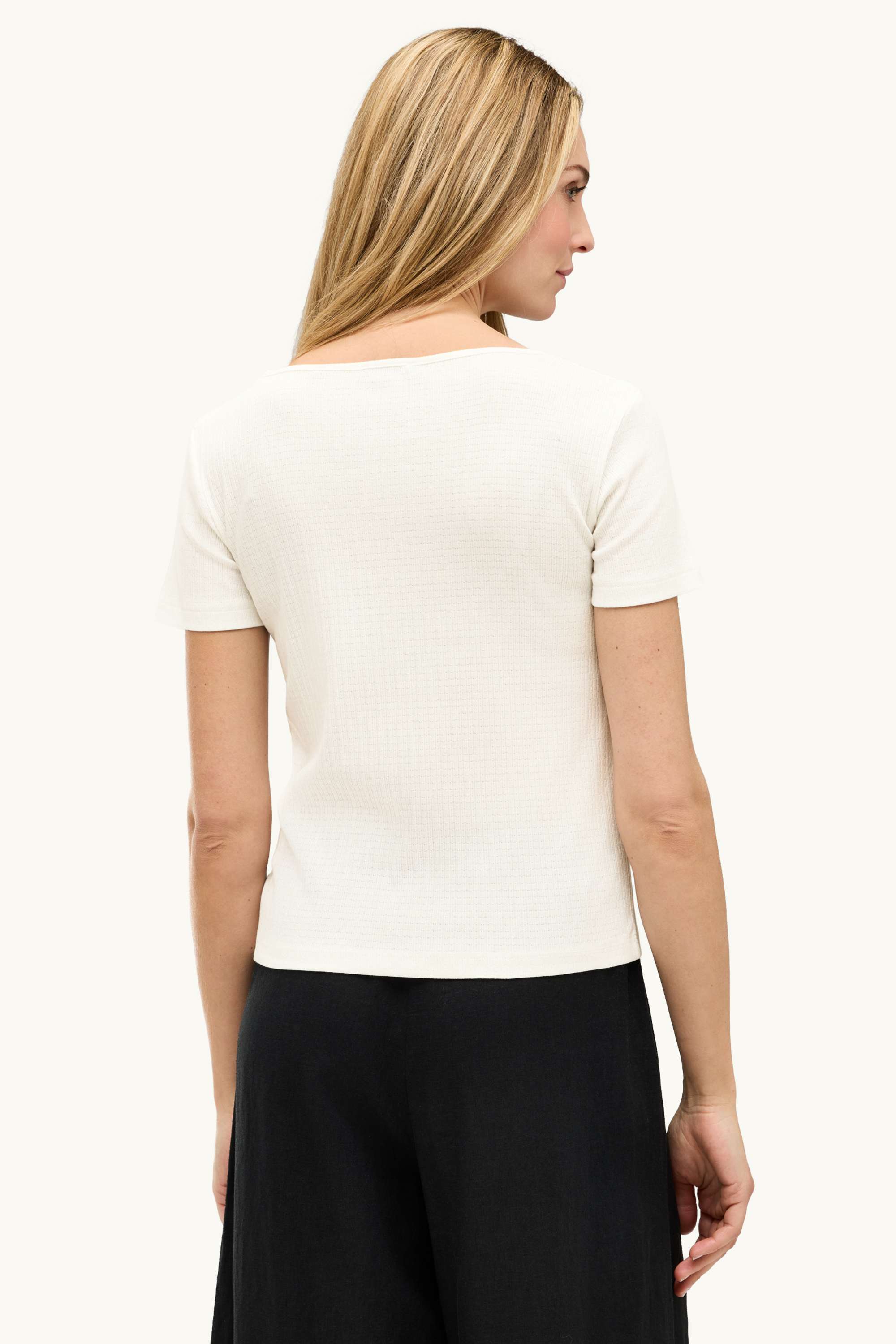 V-neck T-shirt - ribbed white