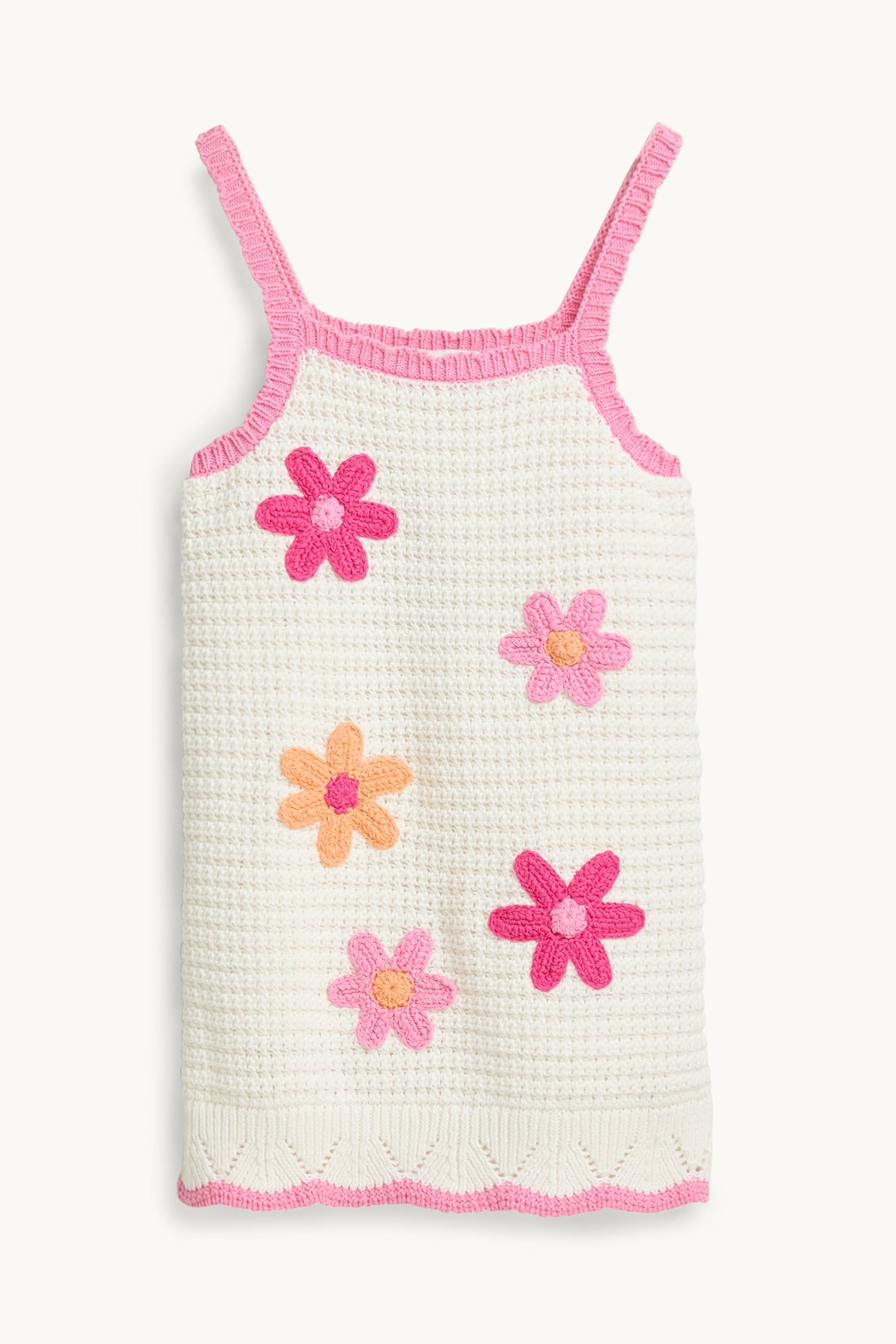 Floral - knitted dress white
