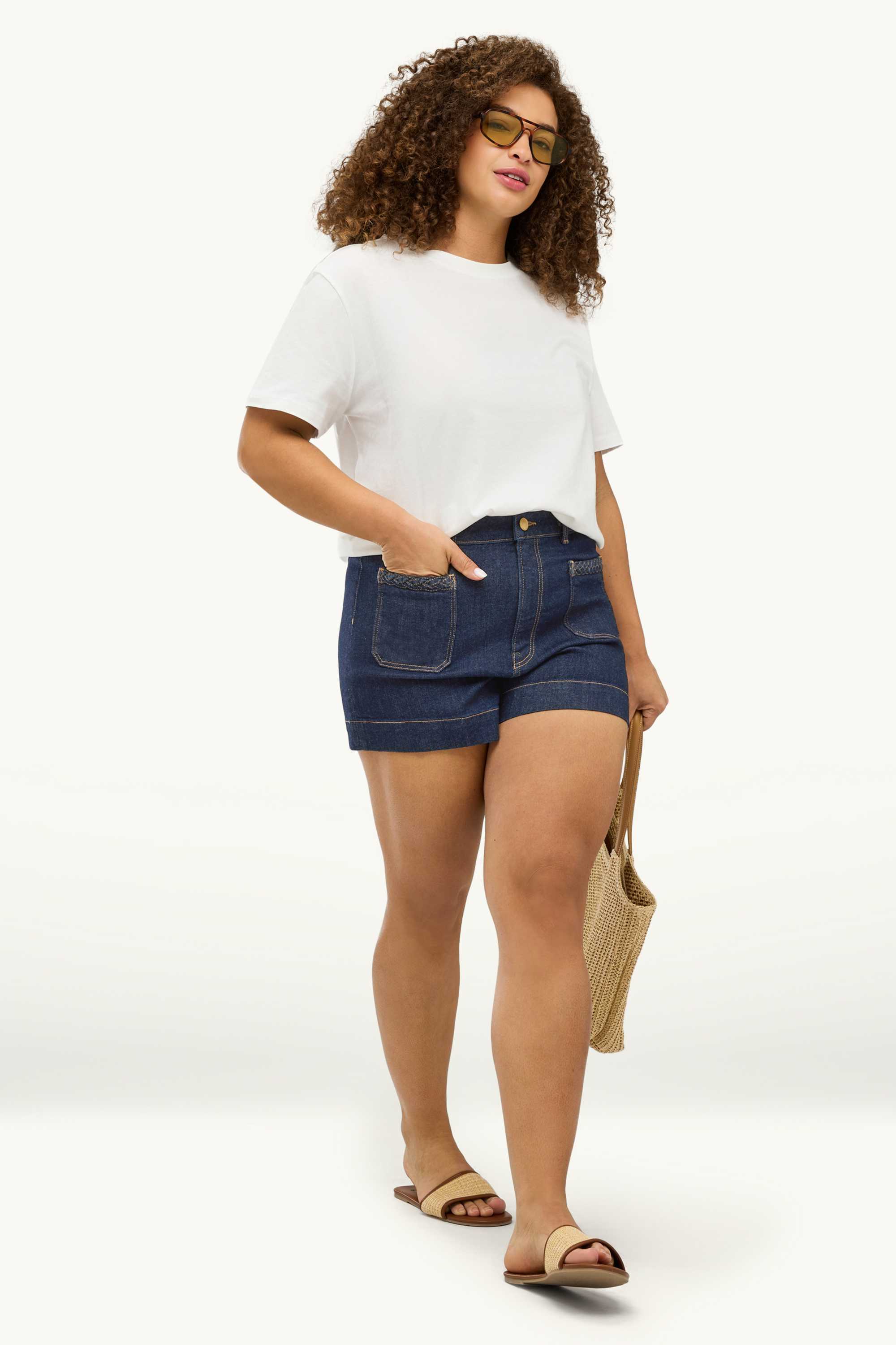 Mom shorts - high waist - LYCRA® denim-dark blue