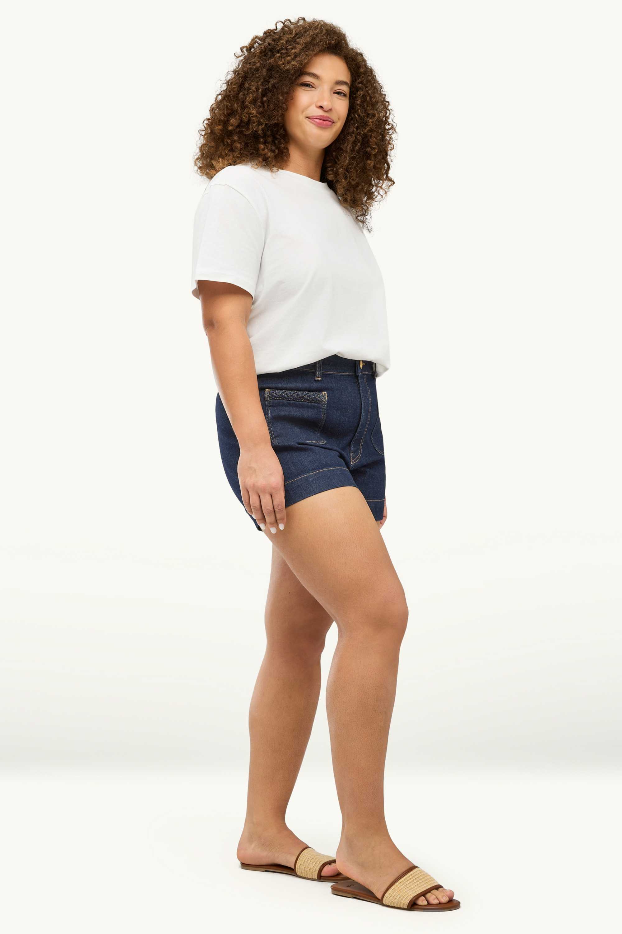 Mom shorts - high waist - LYCRA® denim-dark blue