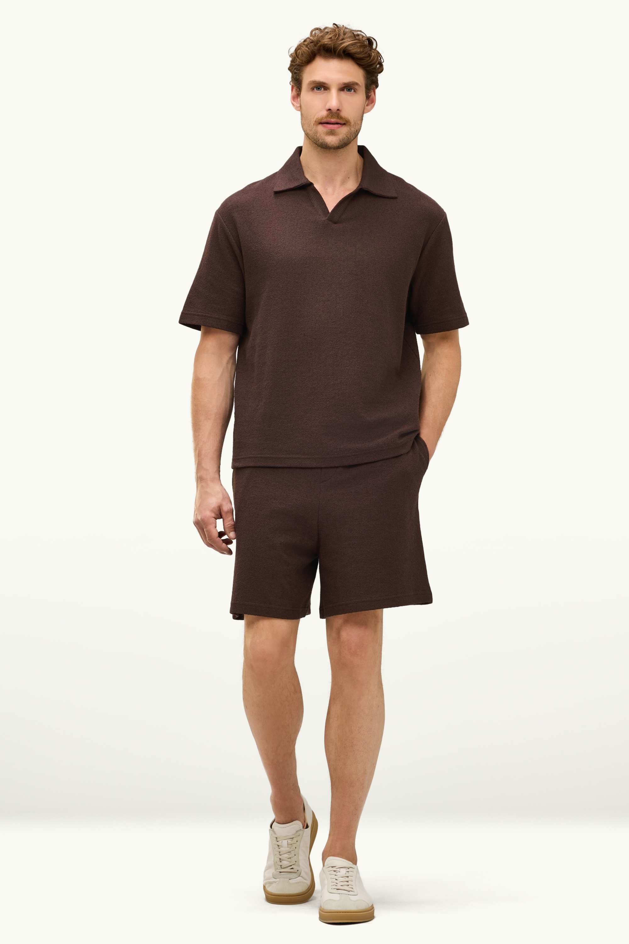 Sweat shorts - textured brown