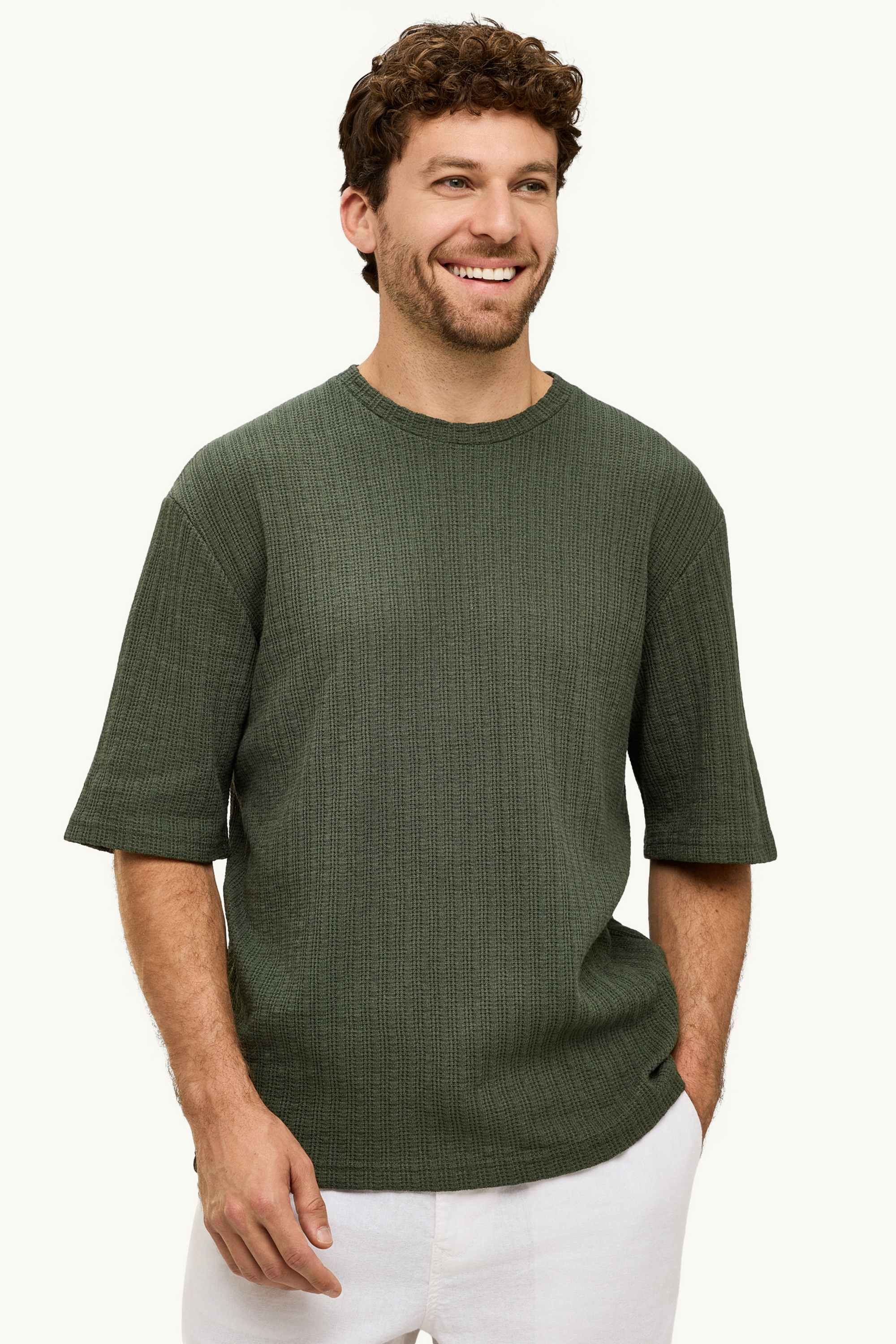 T-shirt - relaxed fit - textured green
