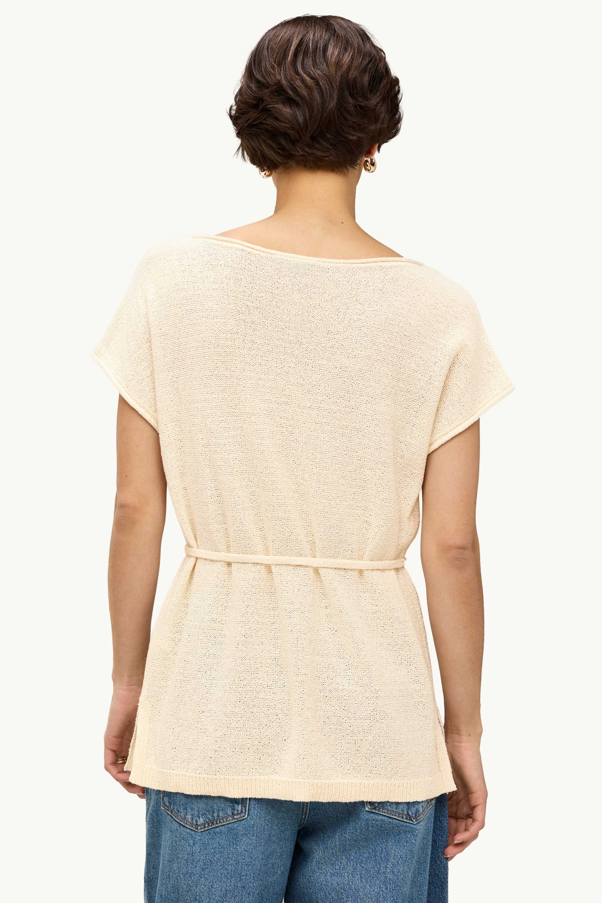 Knitted jumper - short sleeve creme