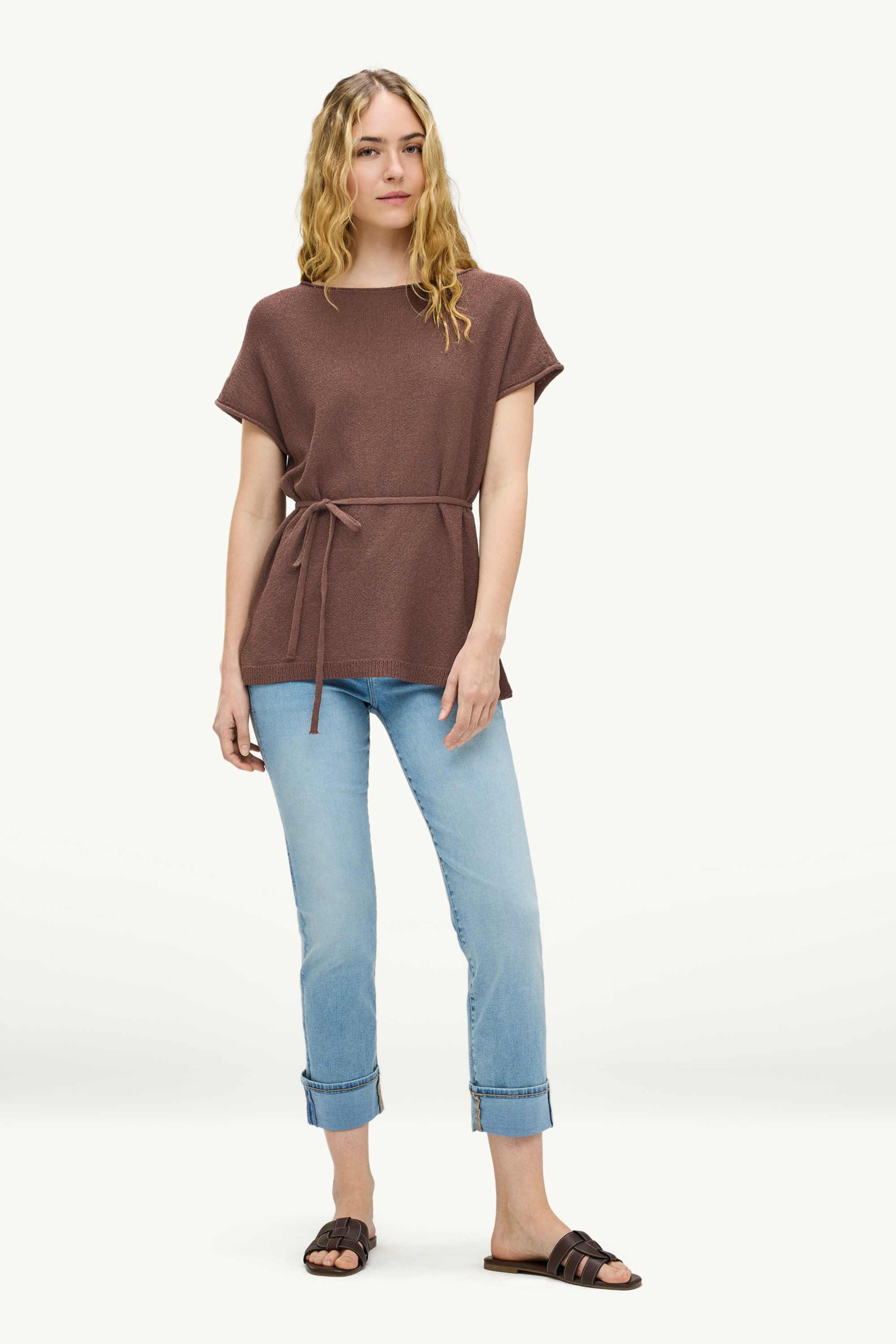 Knitted jumper - short sleeve brown