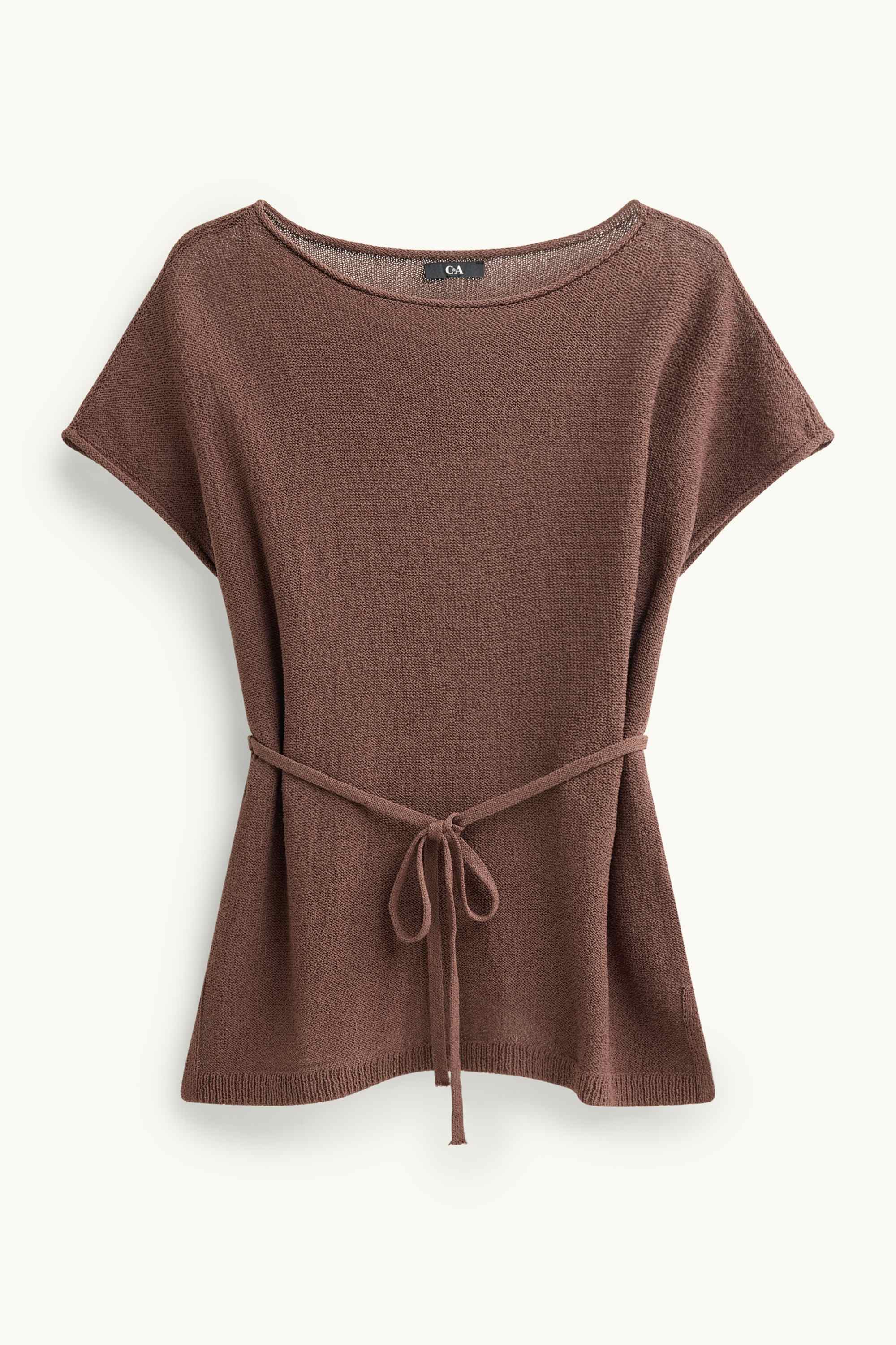 Knitted jumper - short sleeve brown