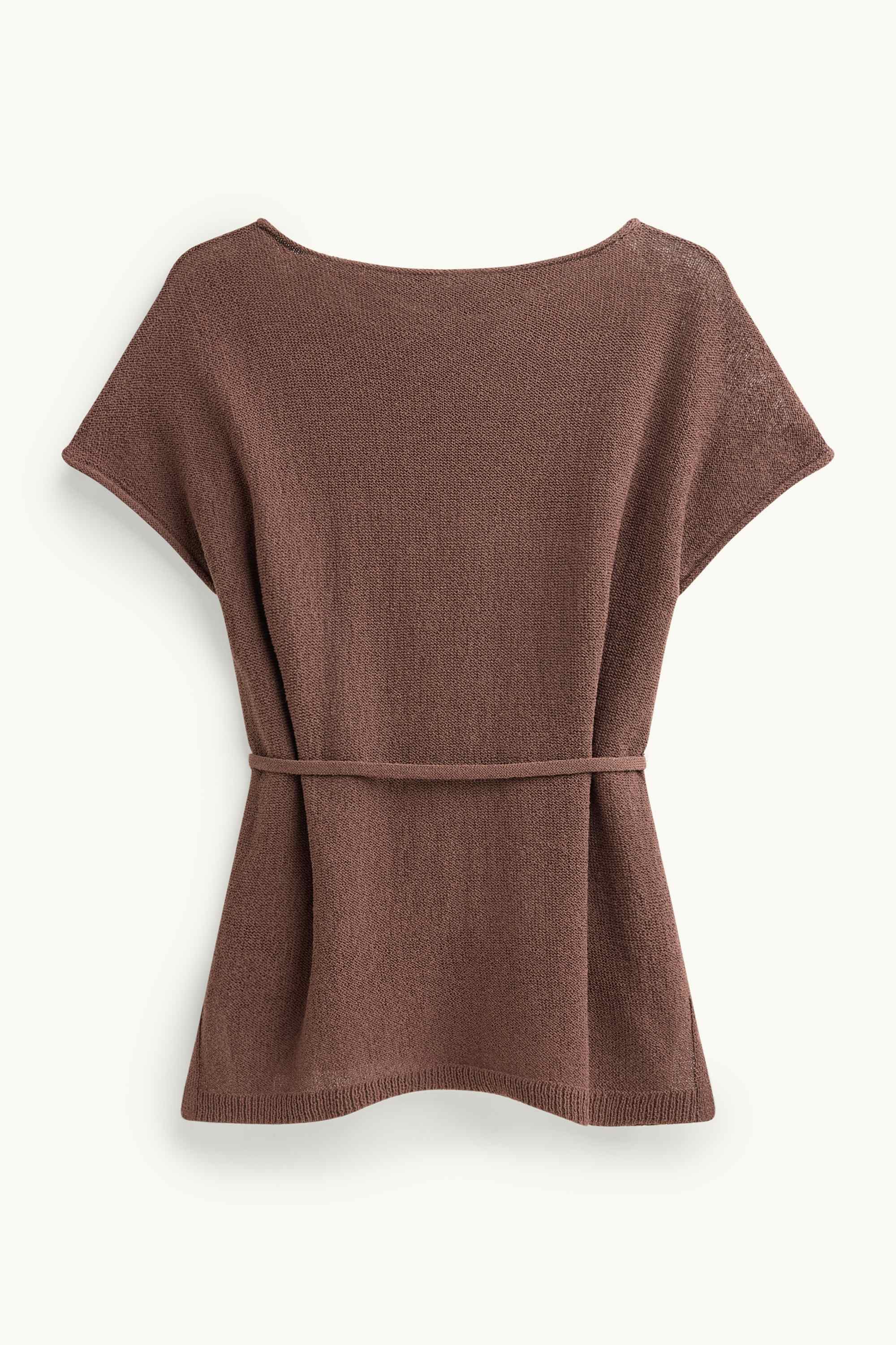 Knitted jumper - short sleeve brown