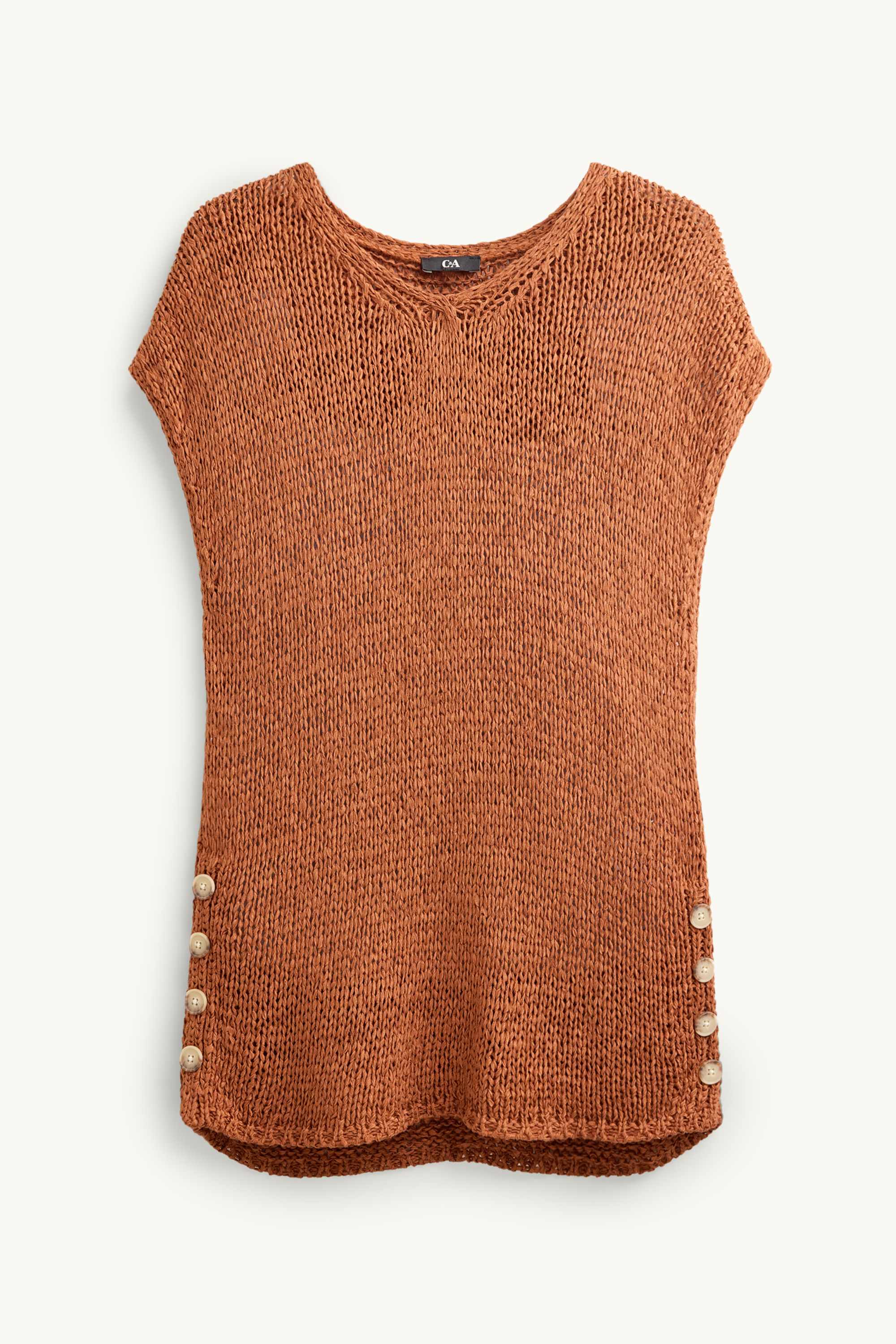 Knitted jumper - short sleeve terracotta