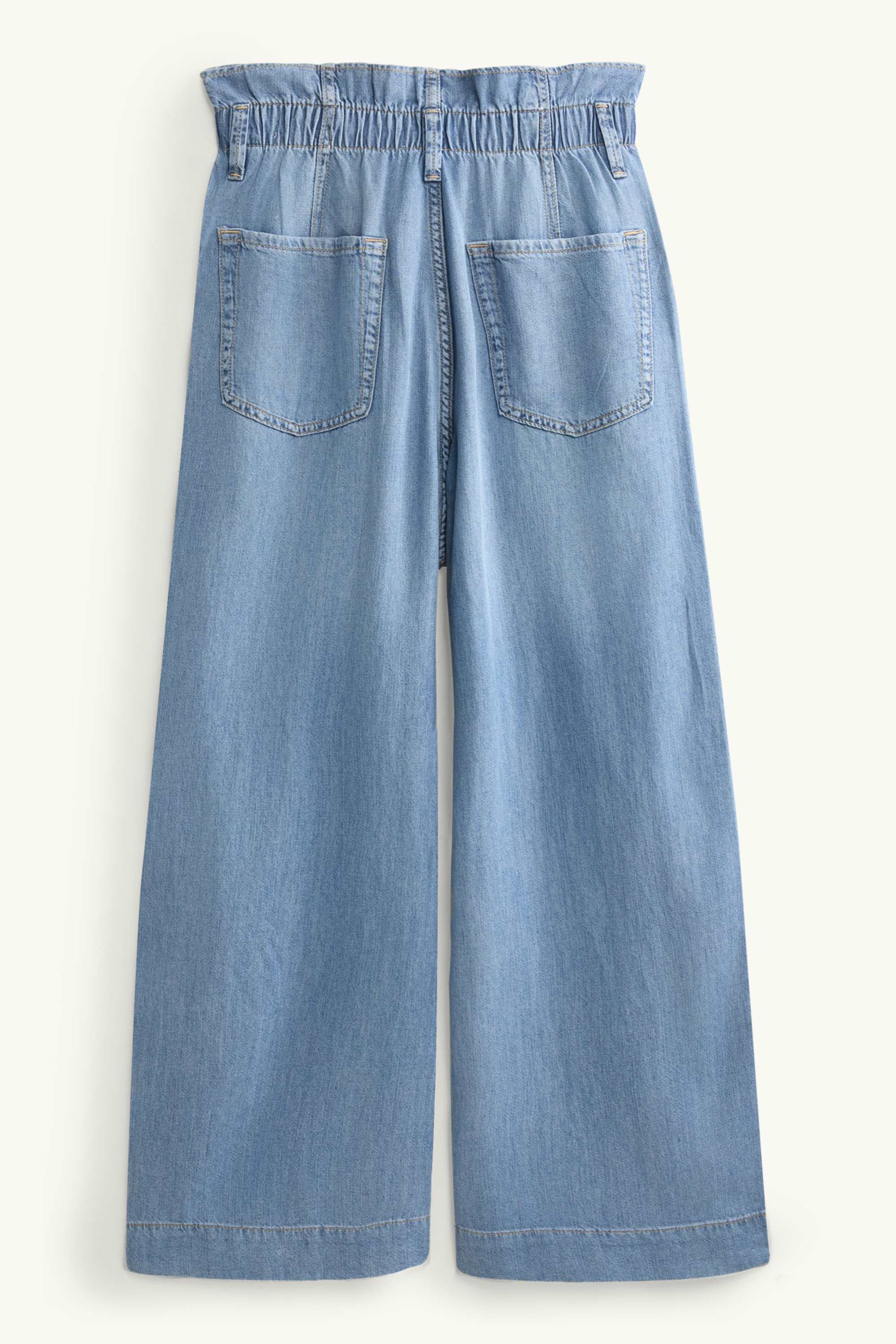 Cropped wide leg jeans - high waist blue denim