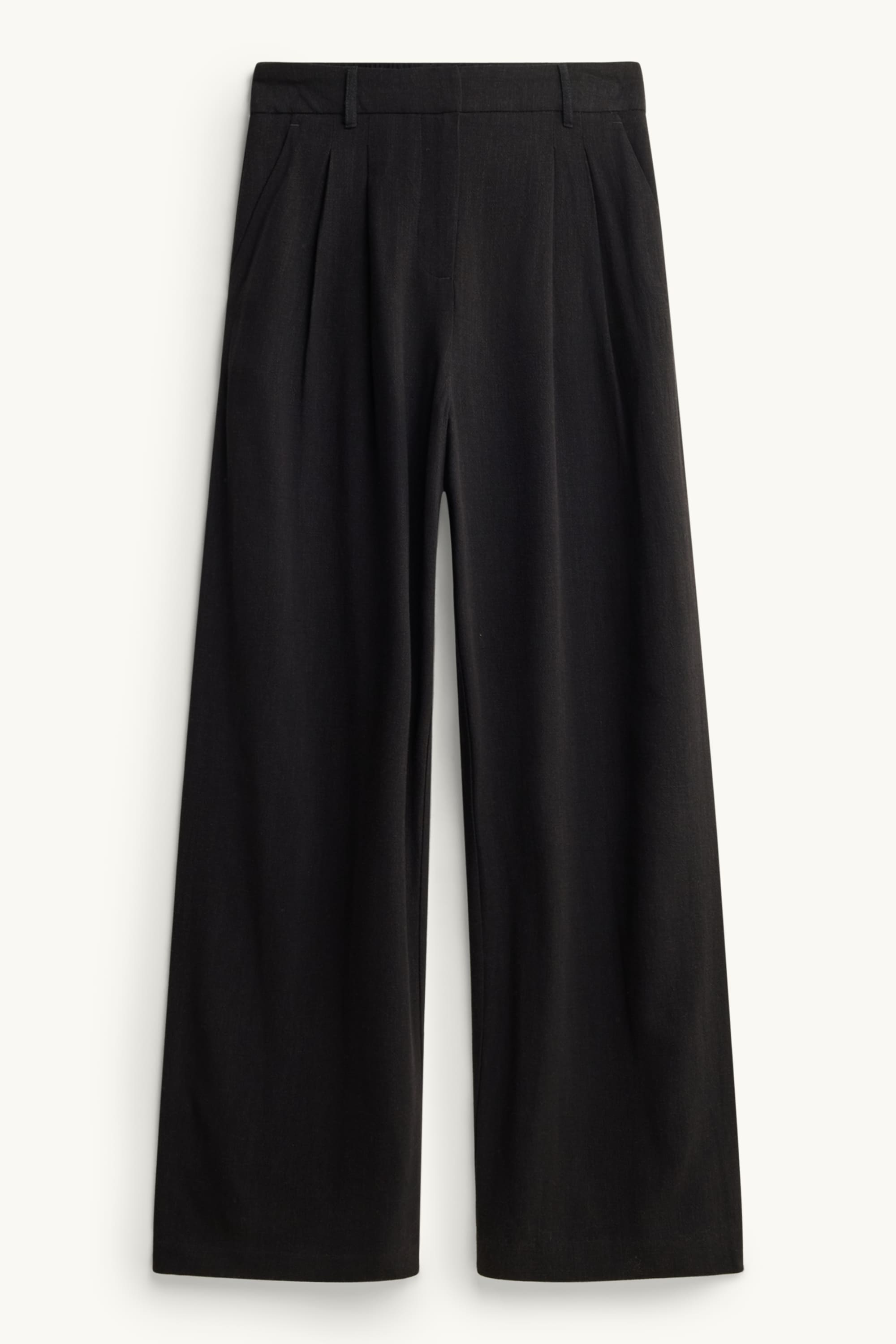 Linen blend cloth trousers - high waist - palazzo black