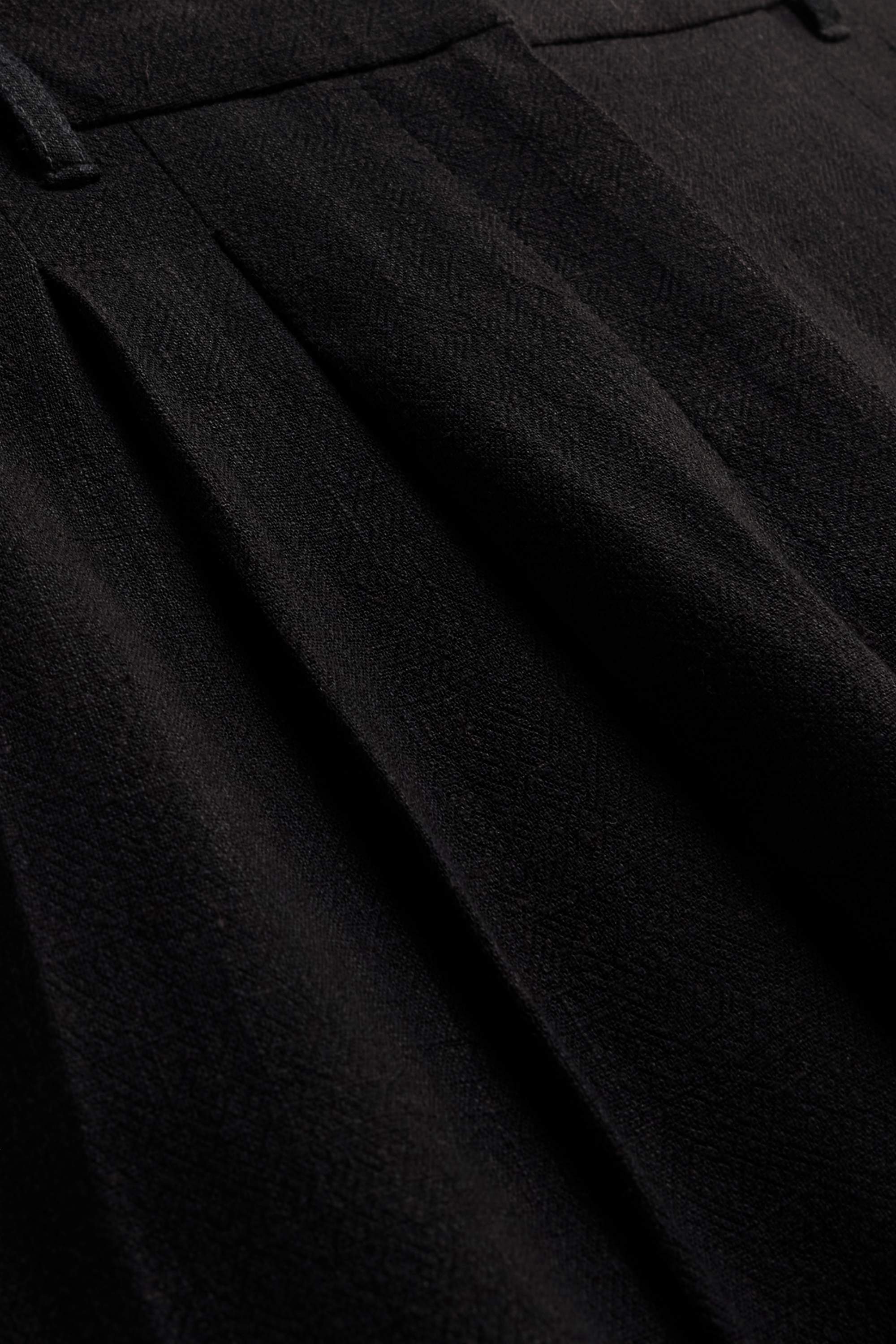 Linen blend cloth trousers - high waist - palazzo black