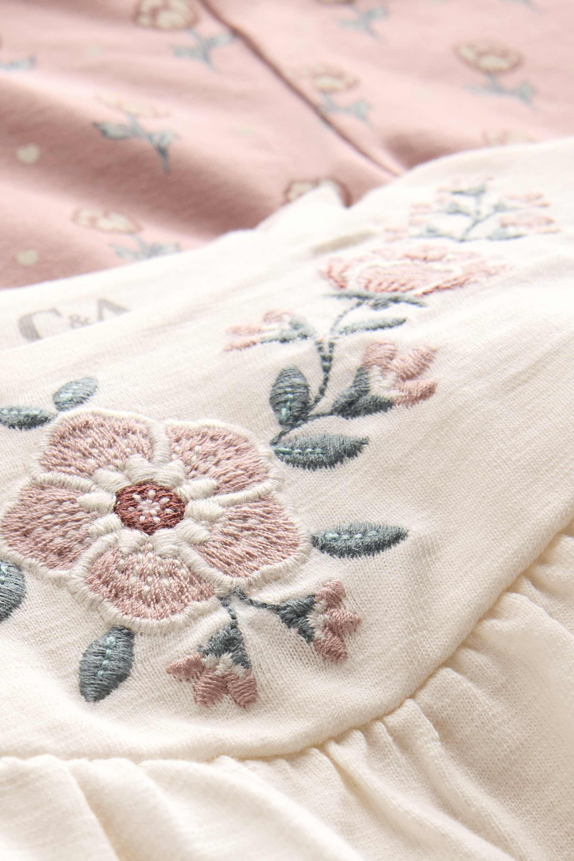 Floral - baby outfit - 3 piece white / rose