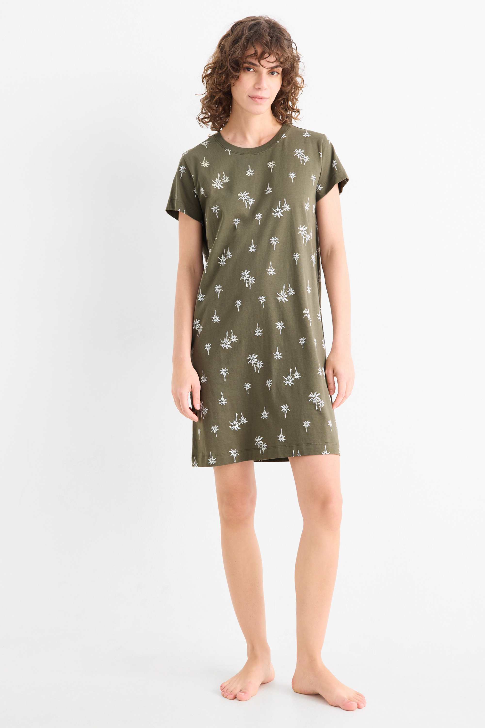 Nightdress - patterned khaki