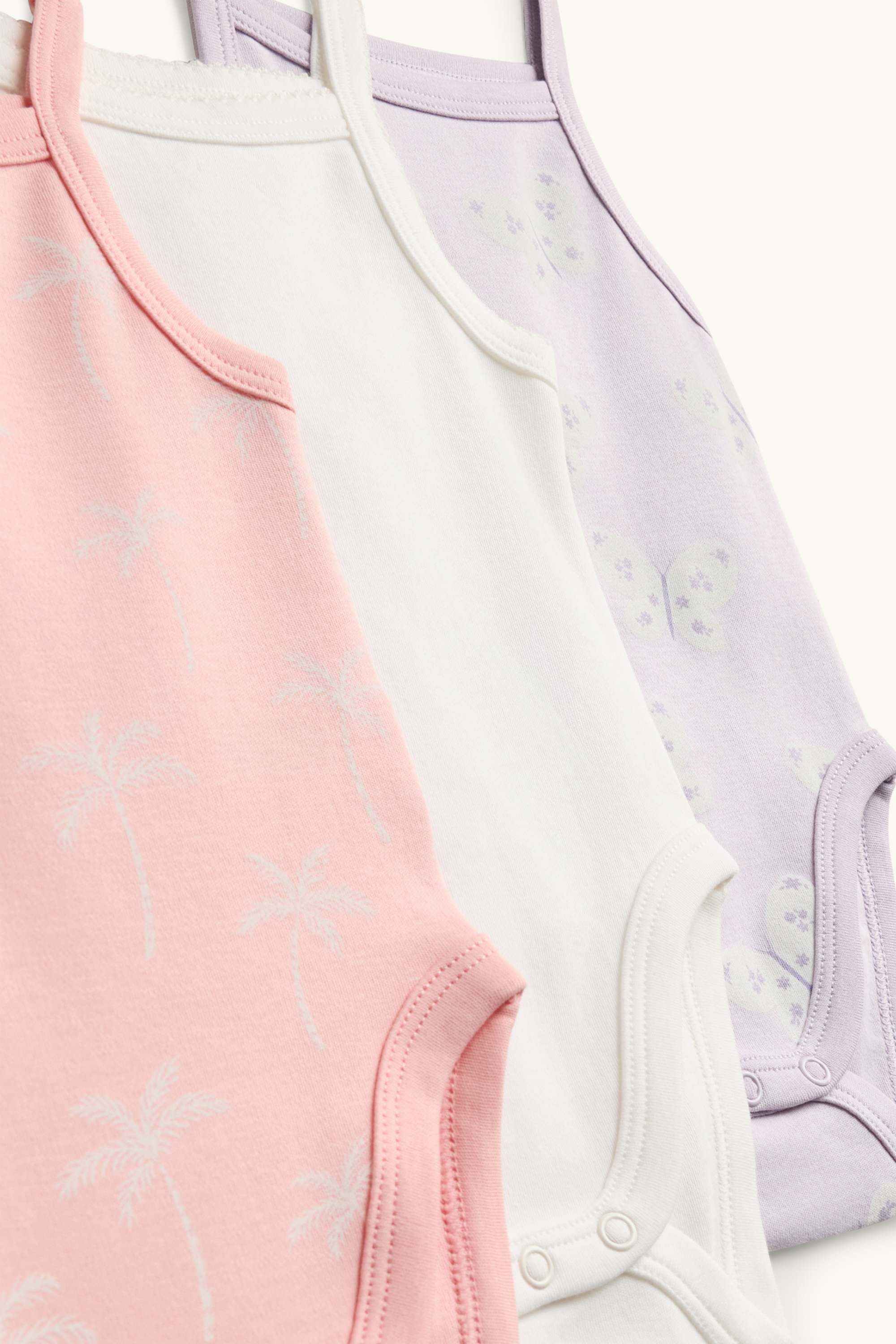 Multipack of 3 - palms and butterflies - baby bodysuit white / rose