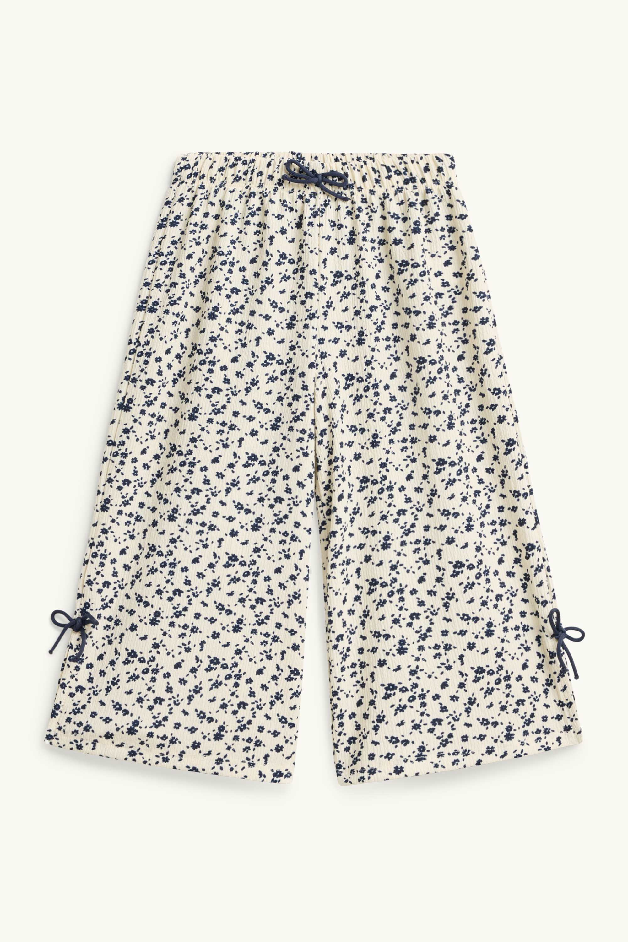 Jersey trousers - floral white / blue