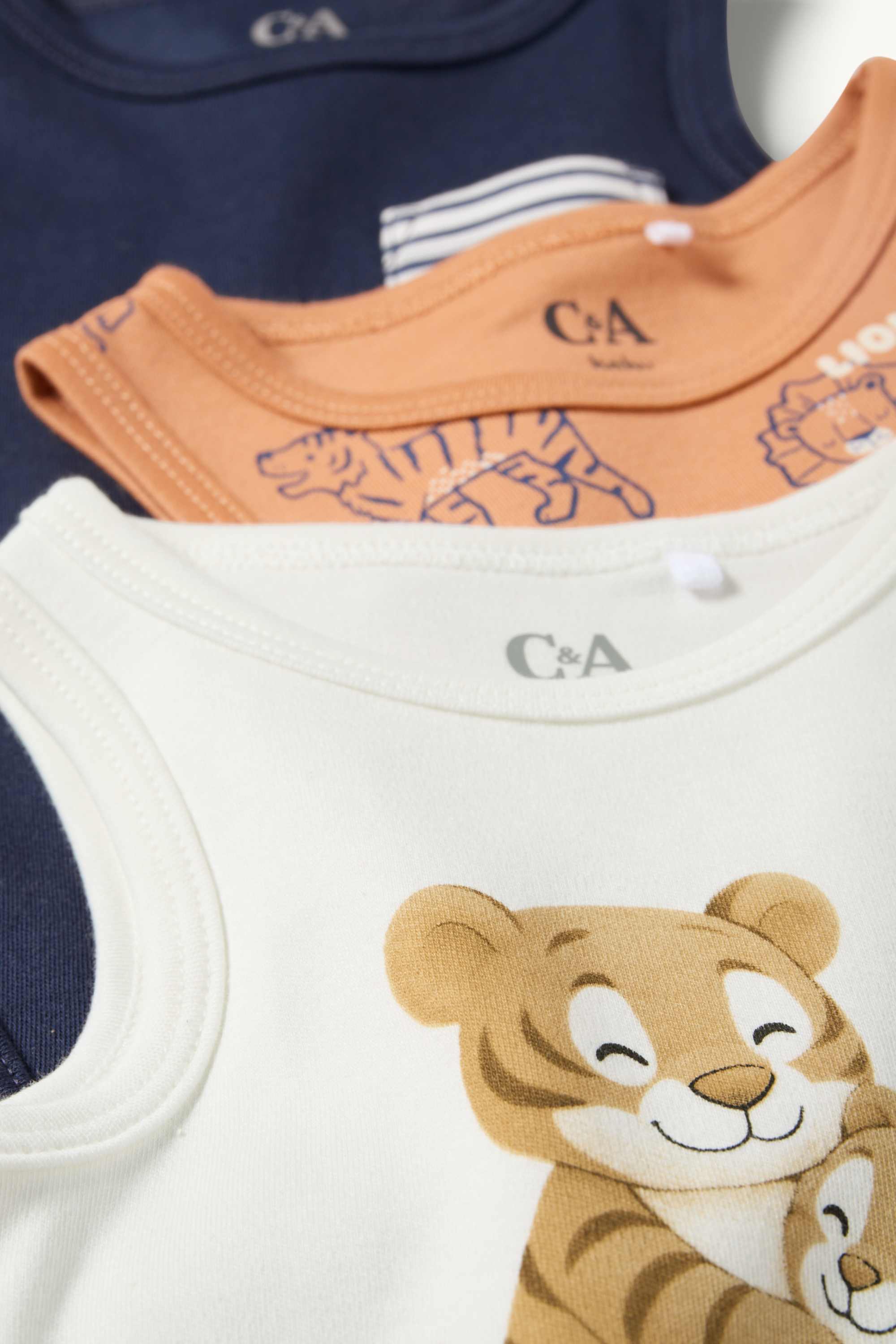 Multipack of 3 - wild animals - baby bodysuit multicoloured