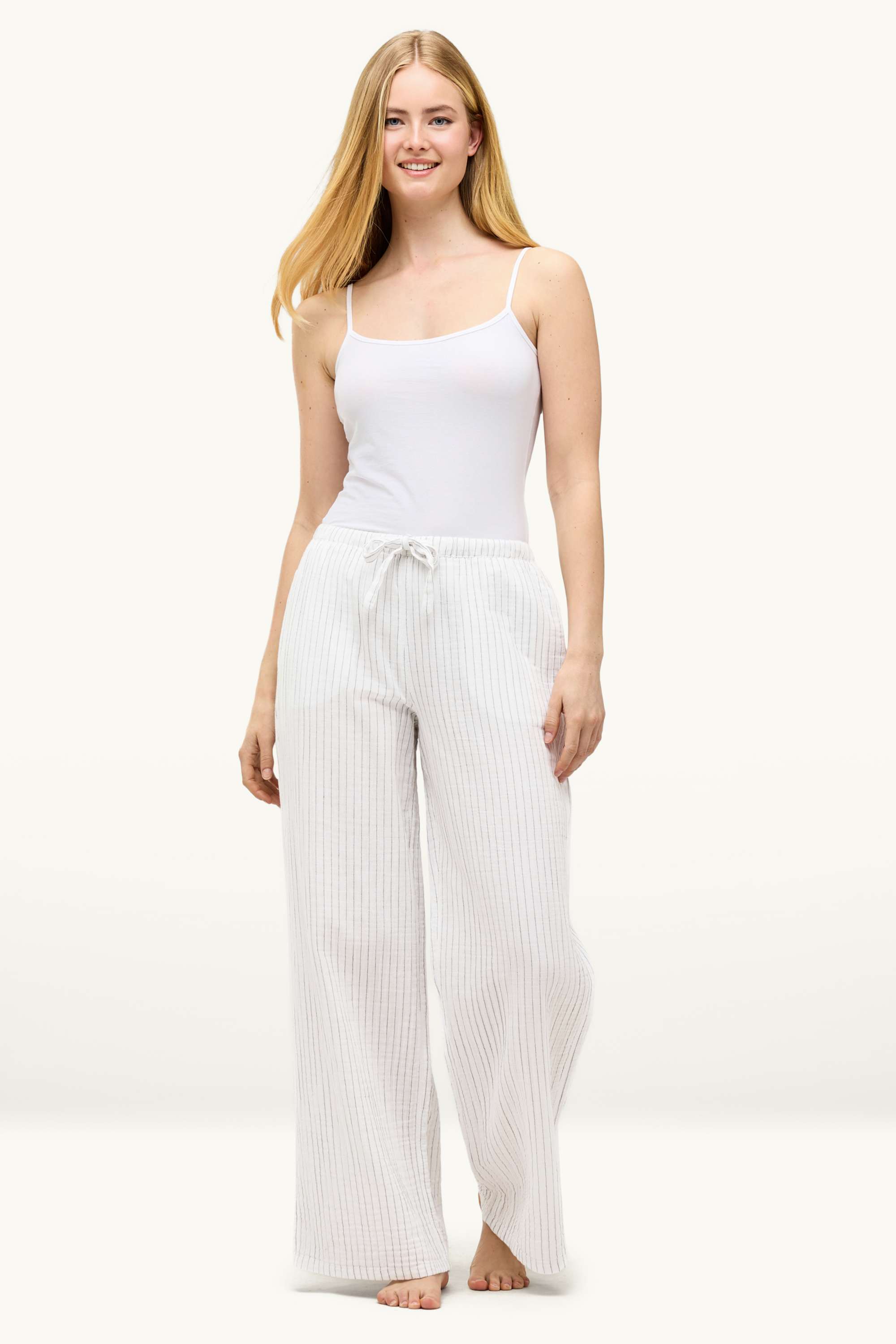 Pyjama bottoms - striped white