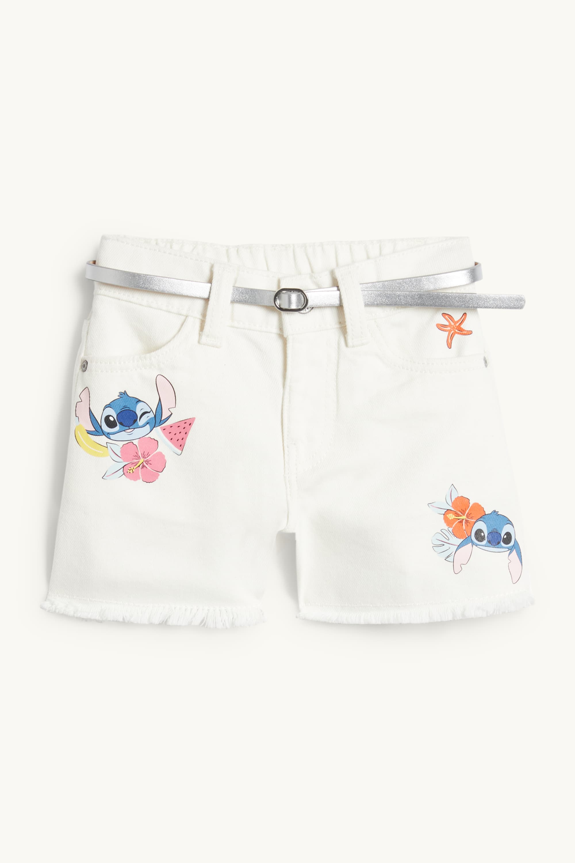 Lilo & Stitch - denim shorts with belt white