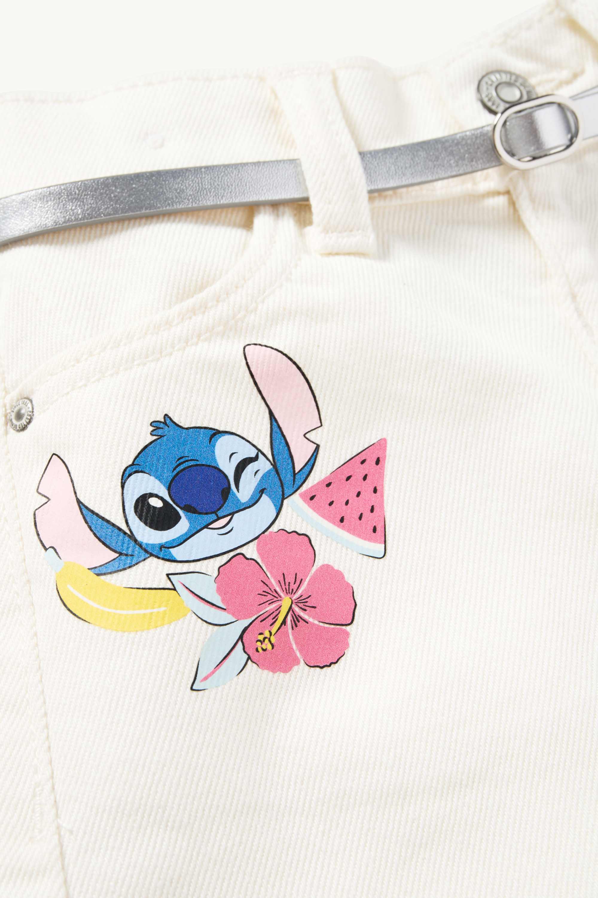 Lilo & Stitch - denim shorts with belt white