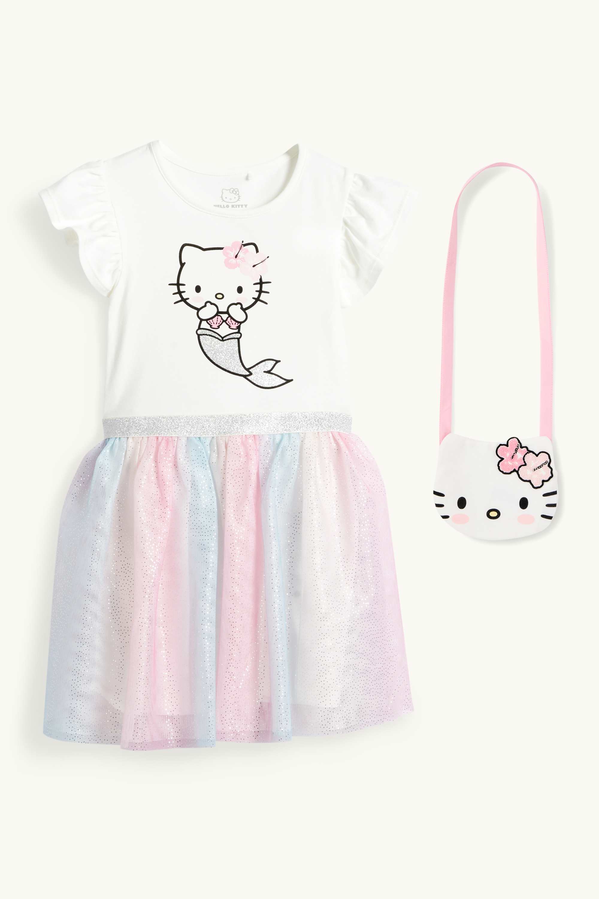 Hello Kitty - set - dress and bag - 2 piece white / rose