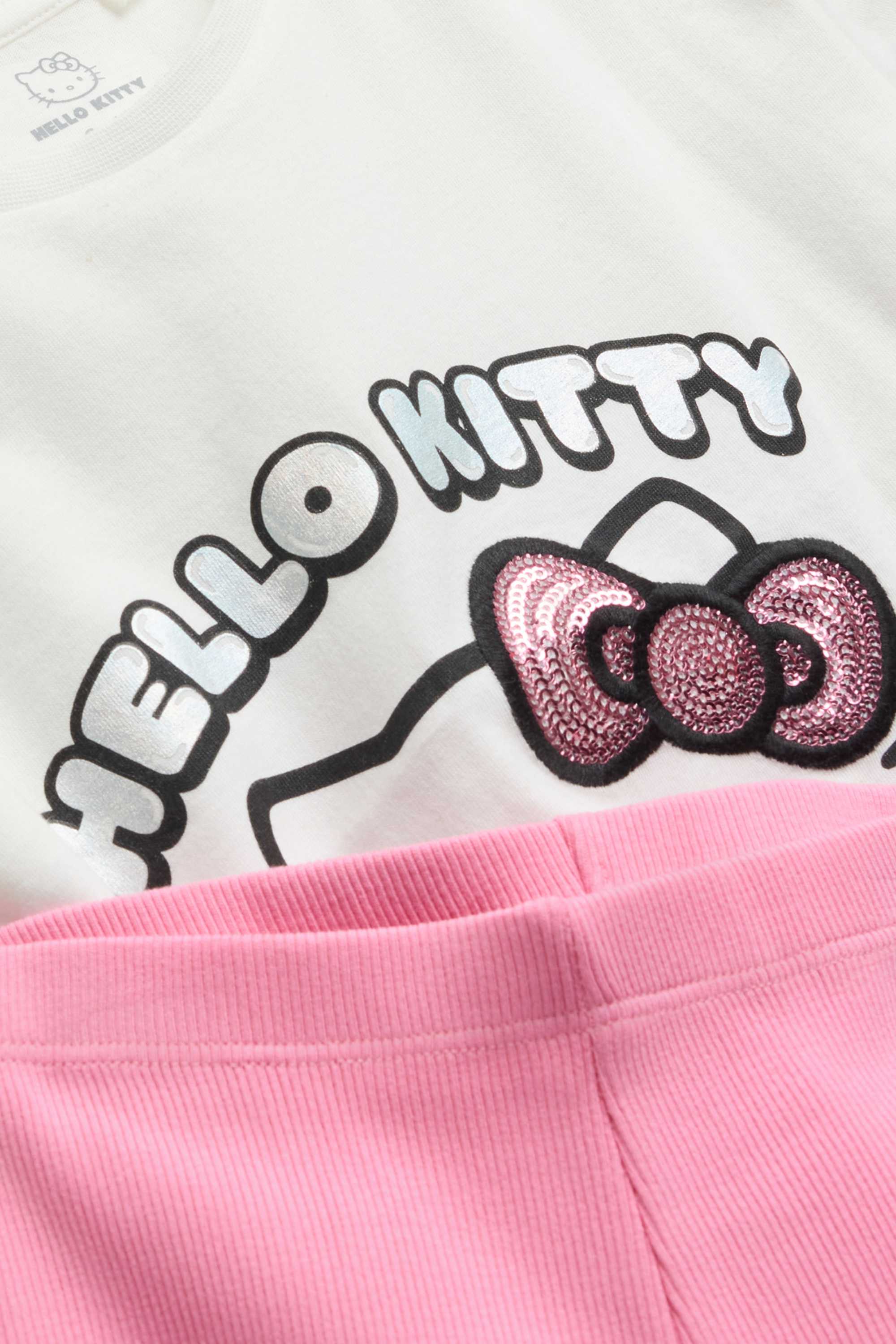 Hello Kitty - set - short sleeve T-shirt and cycling shorts - 2 piece white / rose