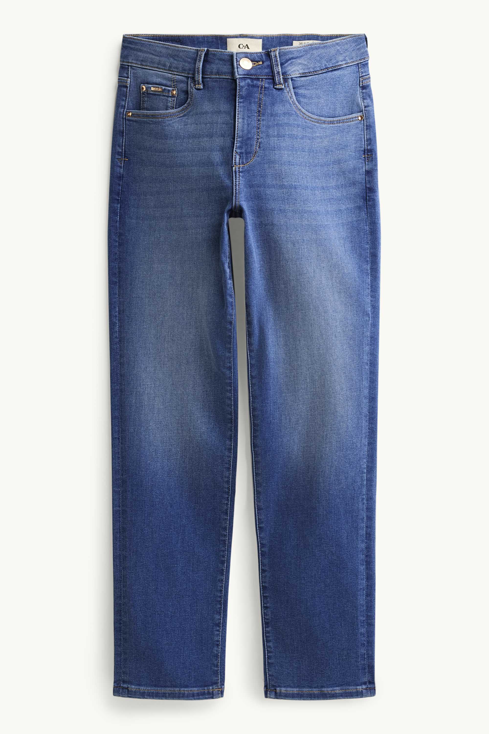 Cropped slim jeans - mid-rise waist - LYCRA® blue denim