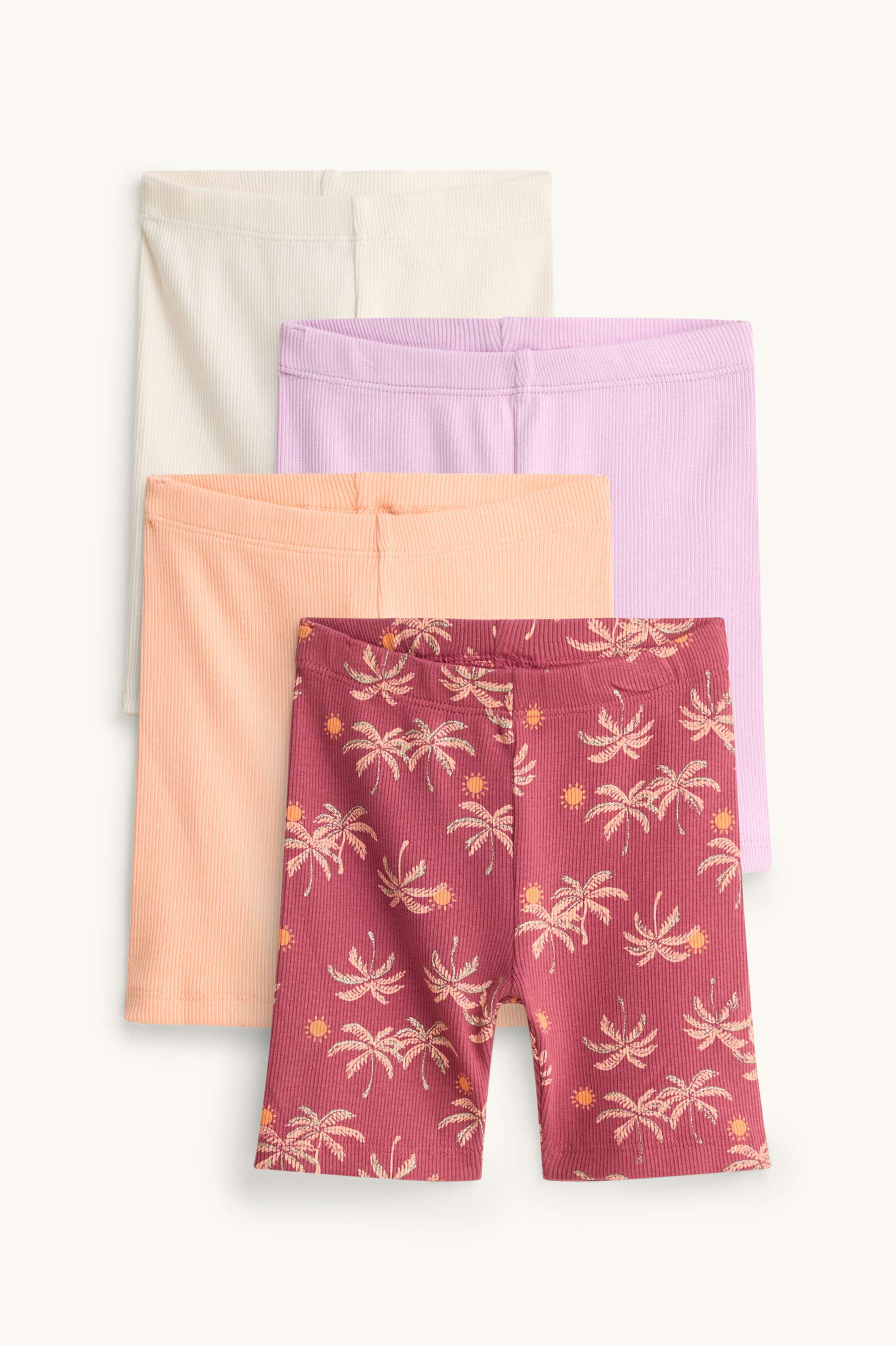 Multipack of 4 - palms - cycling shorts - ribbed orange / red