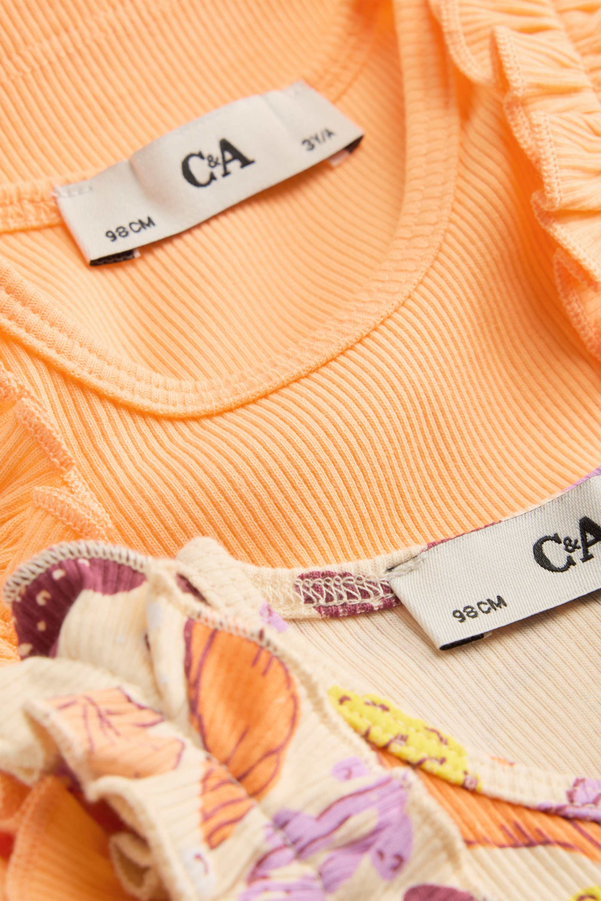 Multipack of 2 - top - ribbed orange / beige