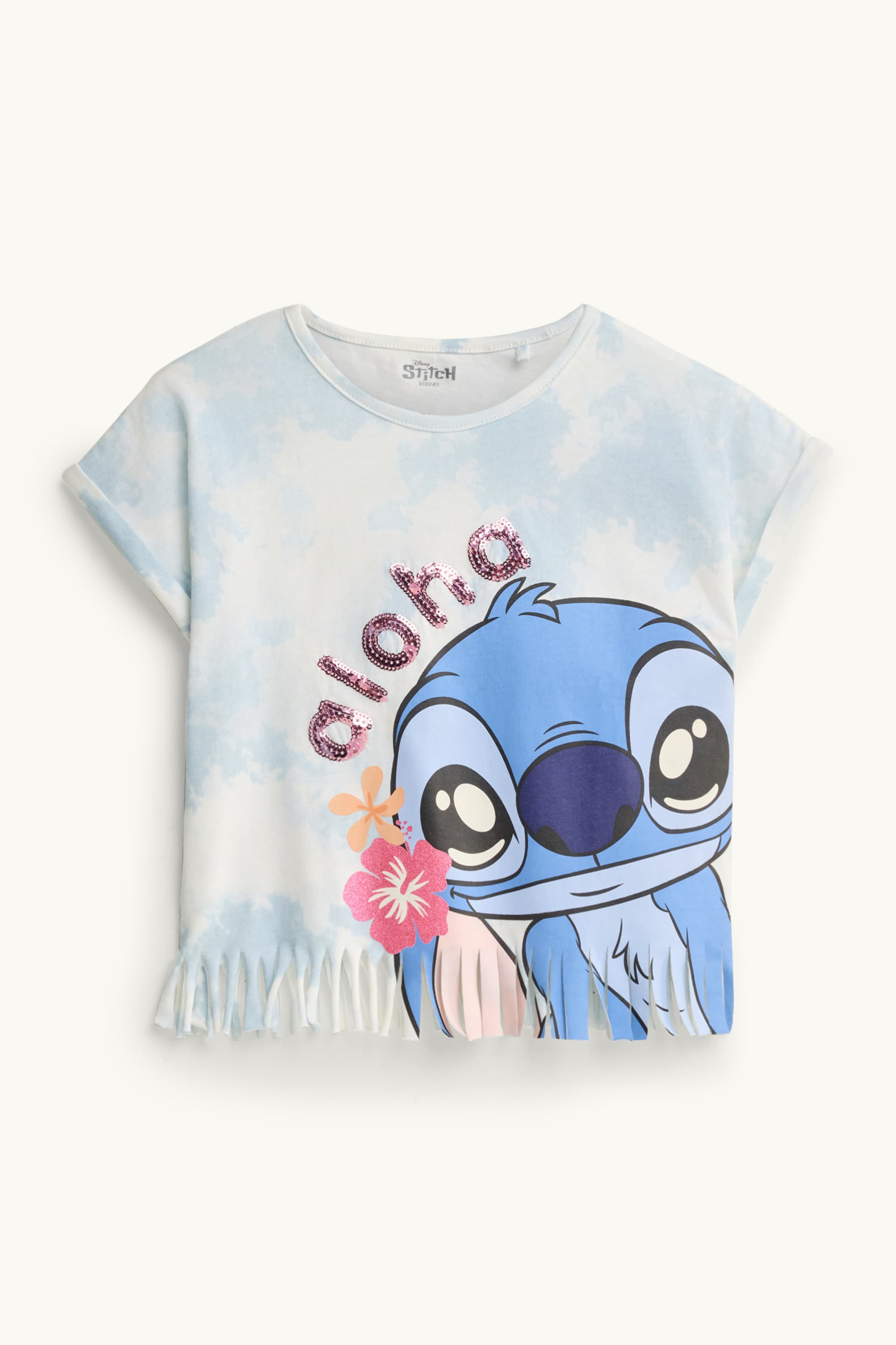 Lilo & Stitch - short sleeve T-shirt - shiny white / light blue